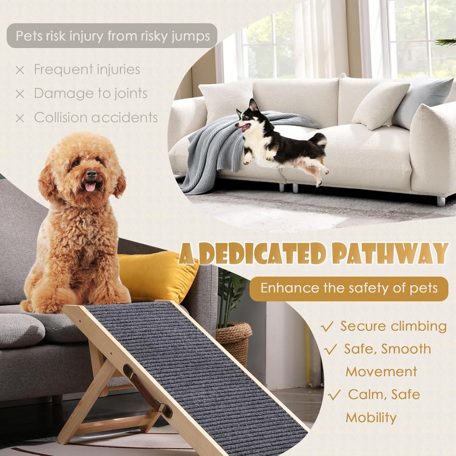 Rampa Ajustable para Perros KYUYAO6 de Madera Antideslizante