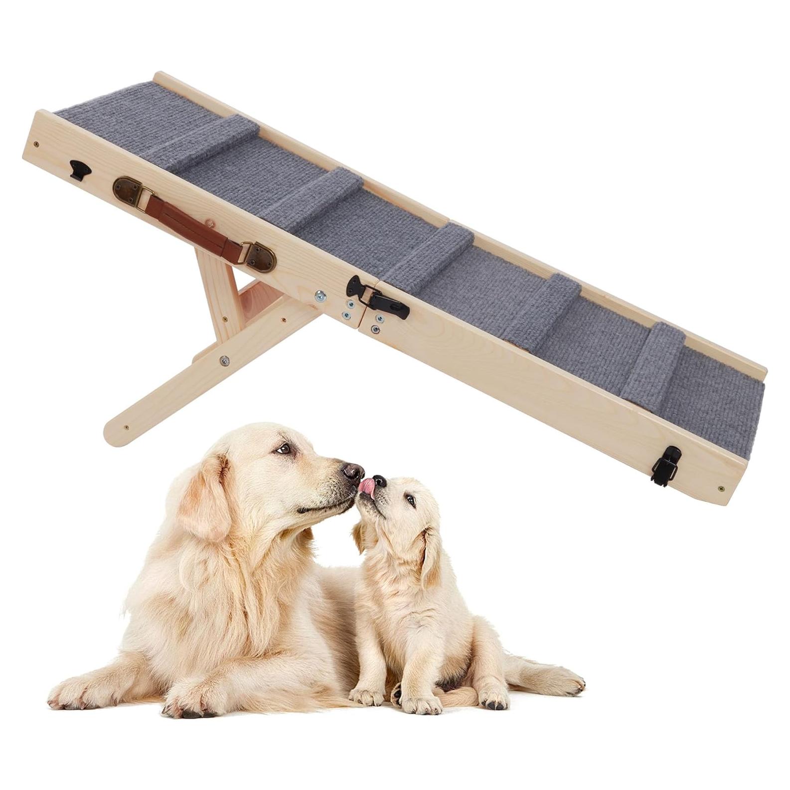 Rampa Plegable para Perros Rockever, Madera Antideslizante, 3 Niveles