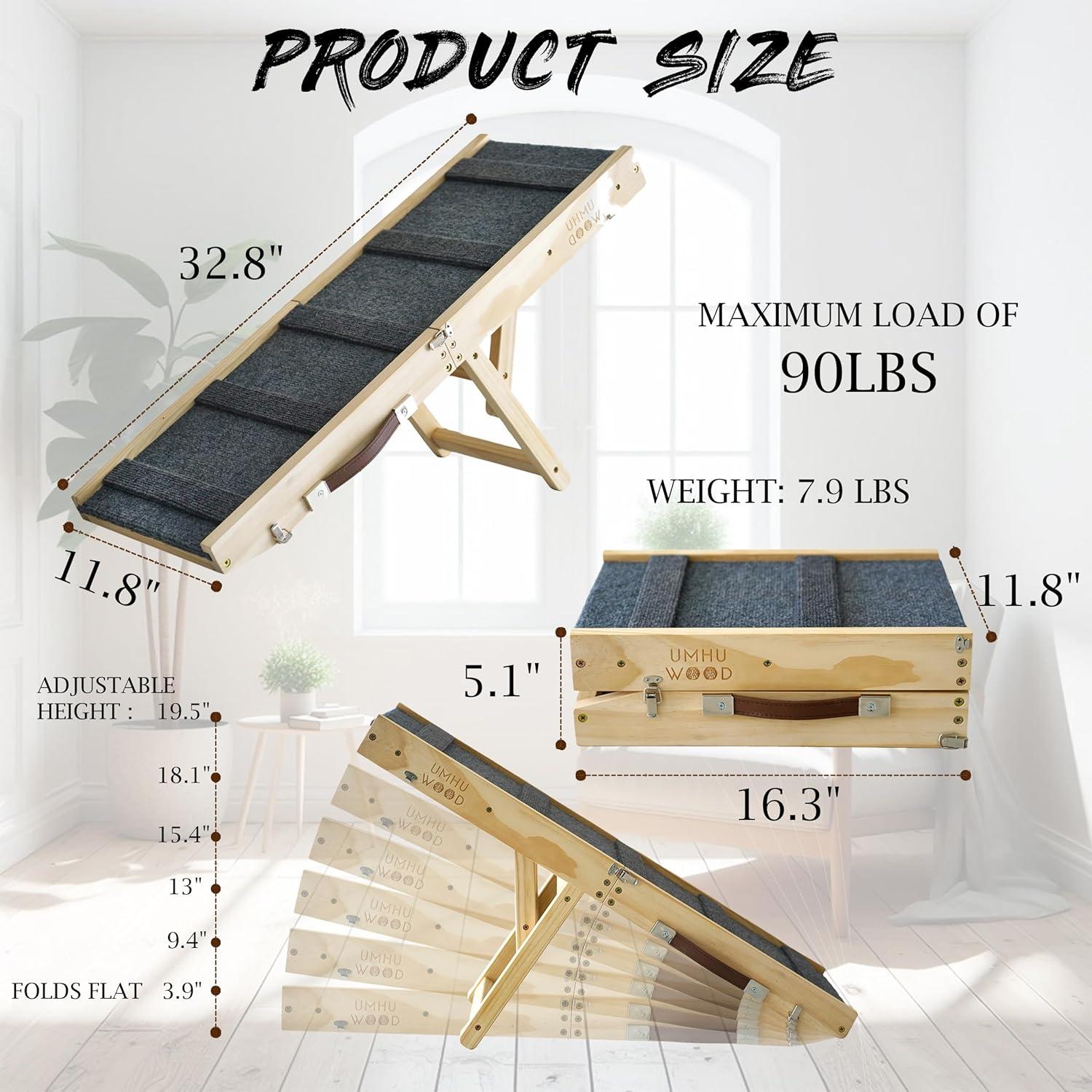 Rampa para Perros UMHUWOOD Plegable Antideslizante 49.5 cm