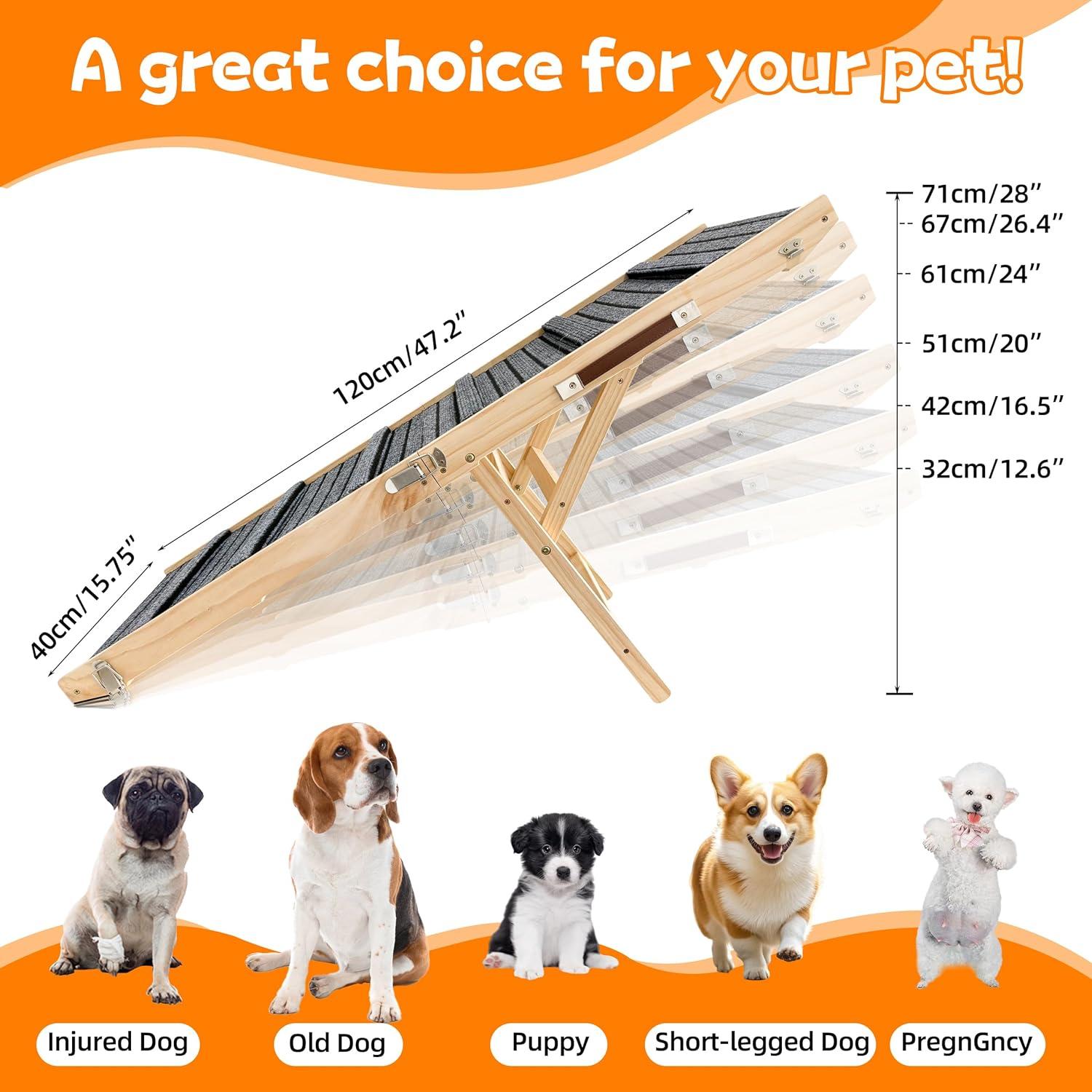 Rampa para Perros Madera Plegable Antideslizante 120 cm