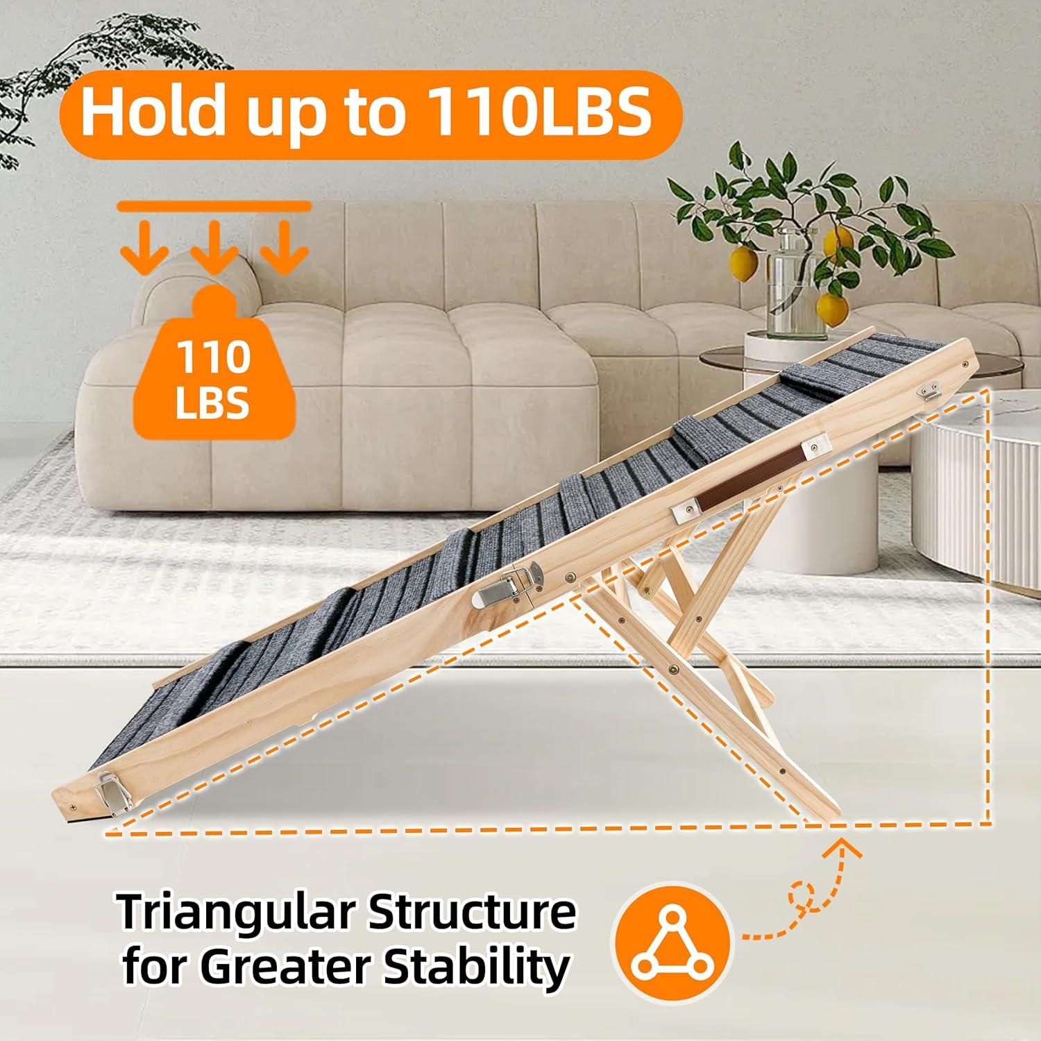 Rampa para Perros Madera Plegable Antideslizante 120 cm