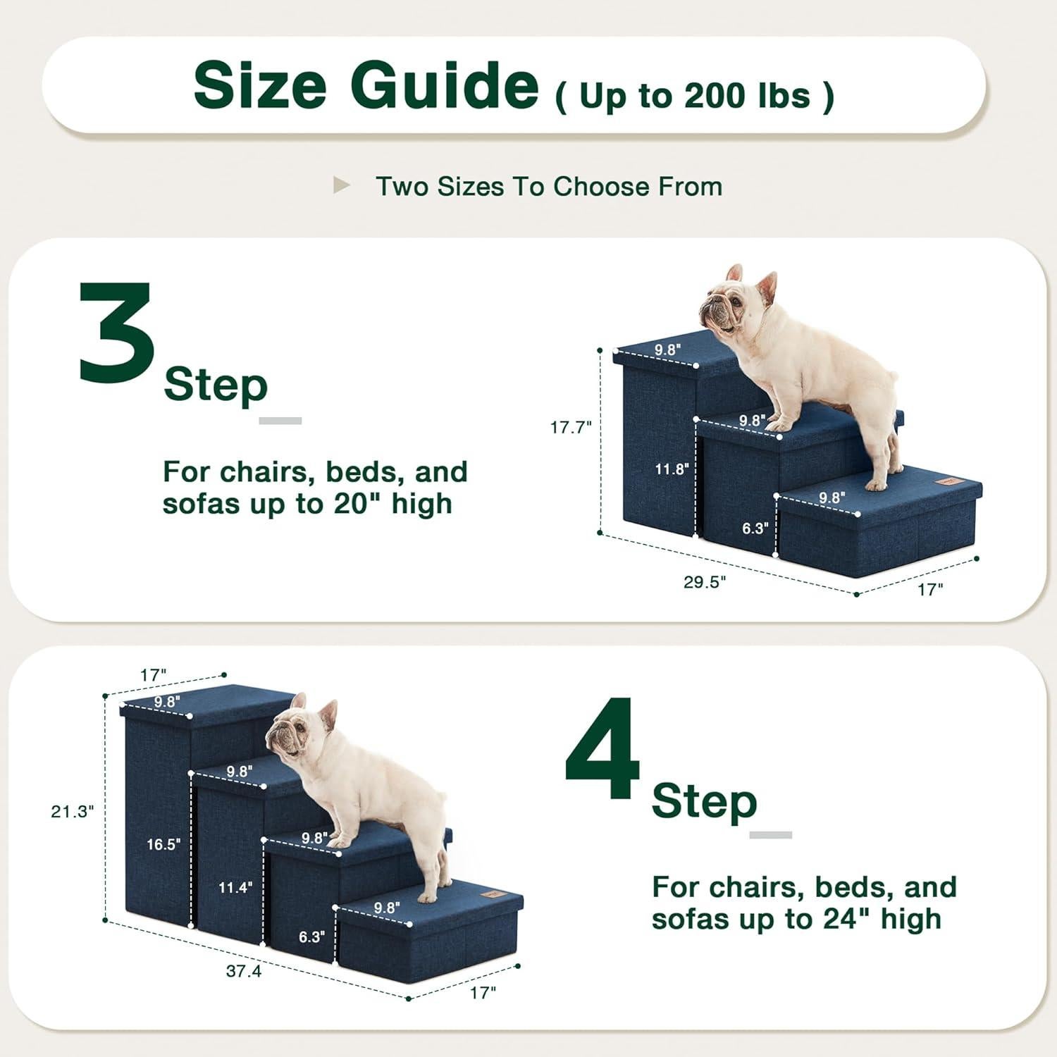 Escalera para Perros Love's Cabin 3 Pasos Almacenamiento Azul Marino