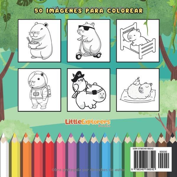 Capibara, Libro para Colorear: 50 imágenes de Capibaras listas para colorear (Spanish Edition)