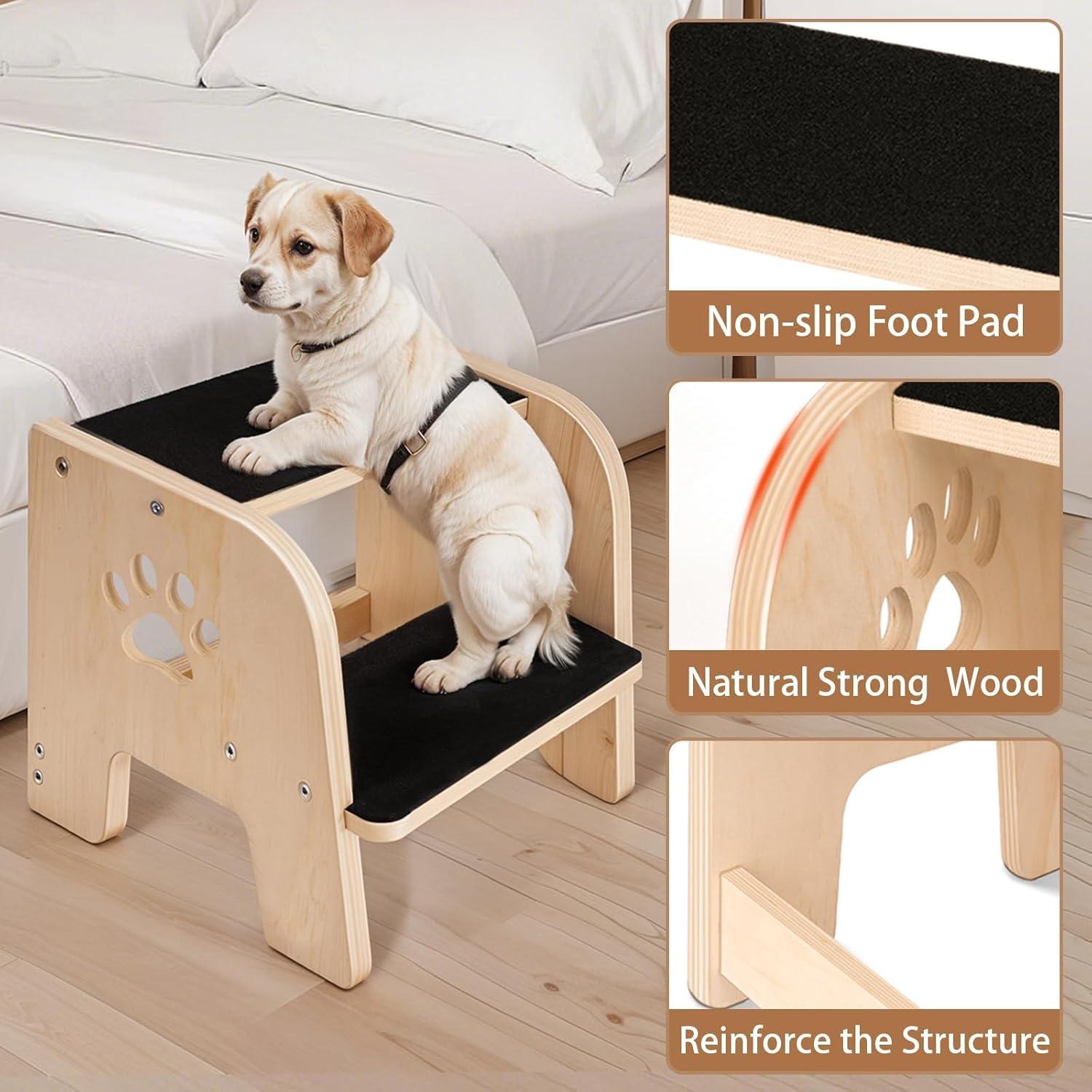 Escalera para Mascotas CozyLazy CL1938 de 2 Pasos - Madera