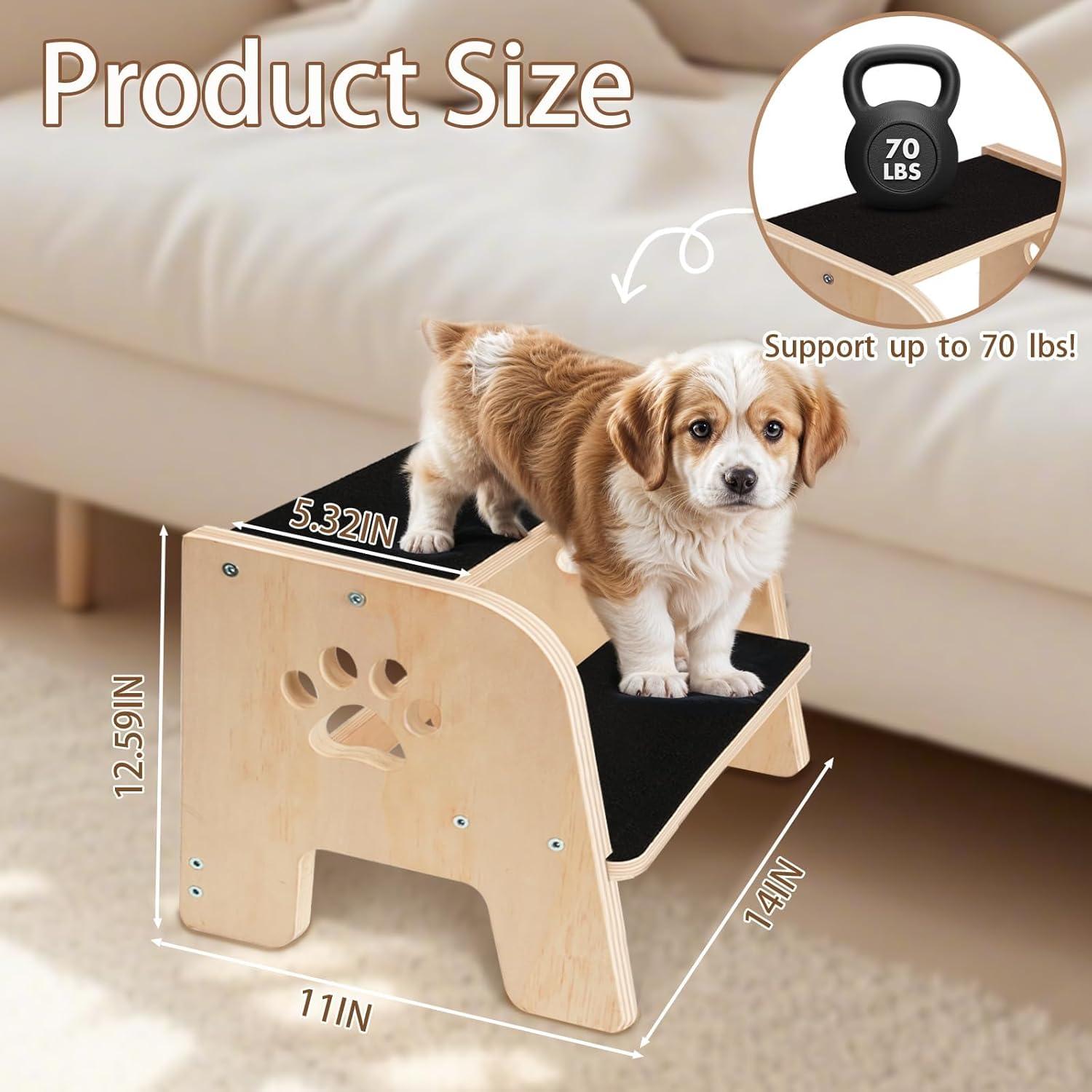 Escalera para Mascotas CozyLazy CL1938 de 2 Pasos - Madera