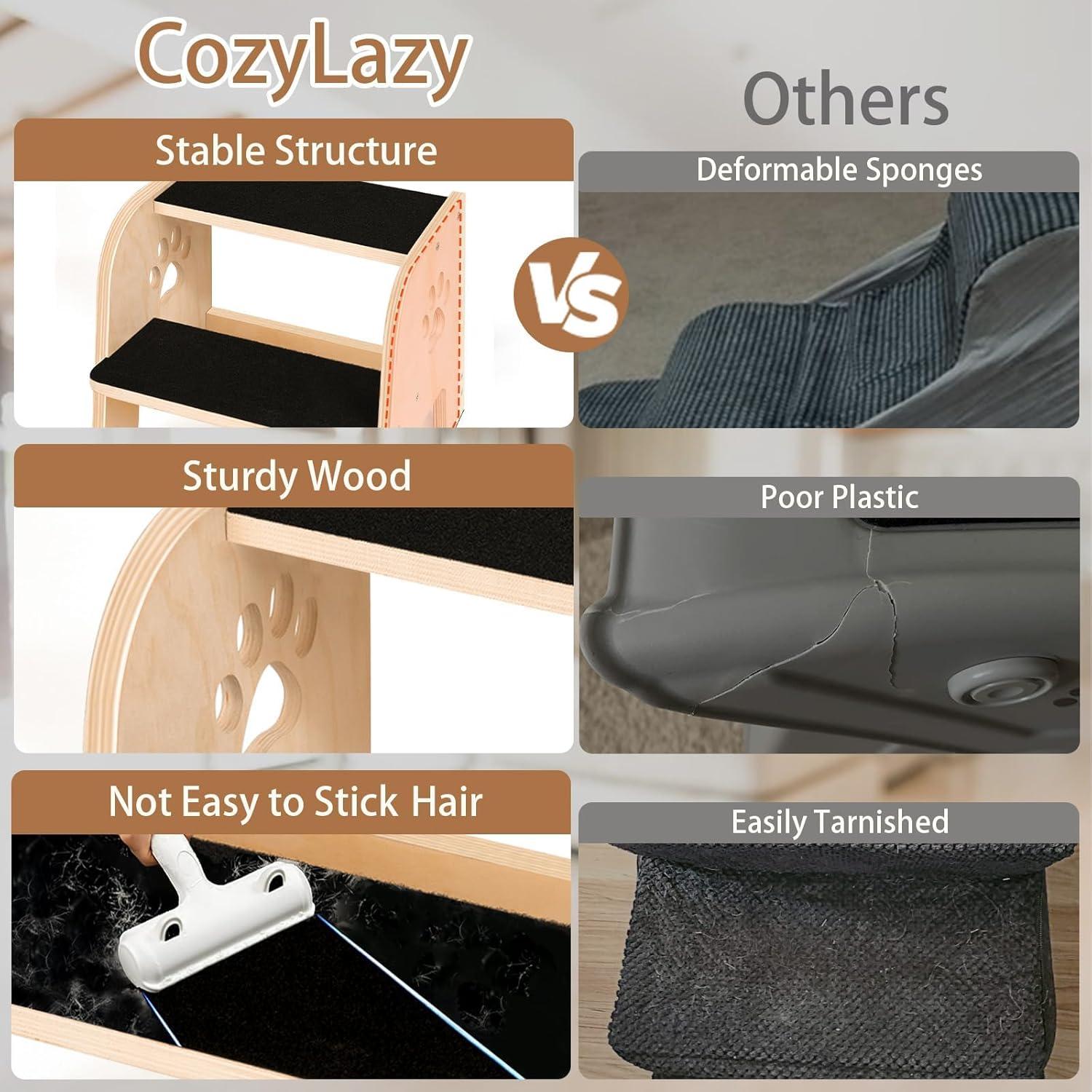 Escalera para Mascotas CozyLazy CL1938 de 2 Pasos - Madera