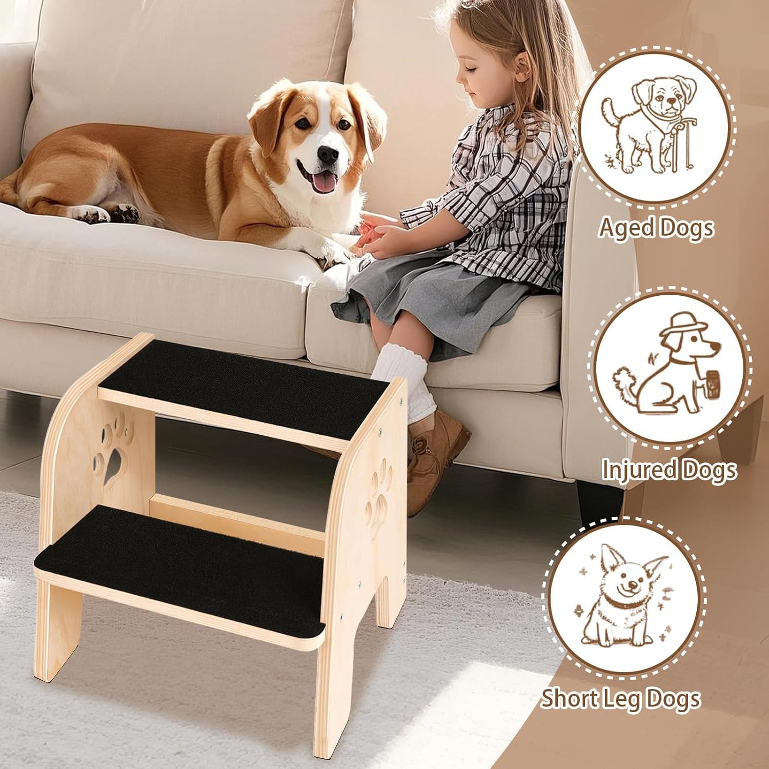 Escalera para Mascotas CozyLazy CL1938 de 2 Pasos - Madera