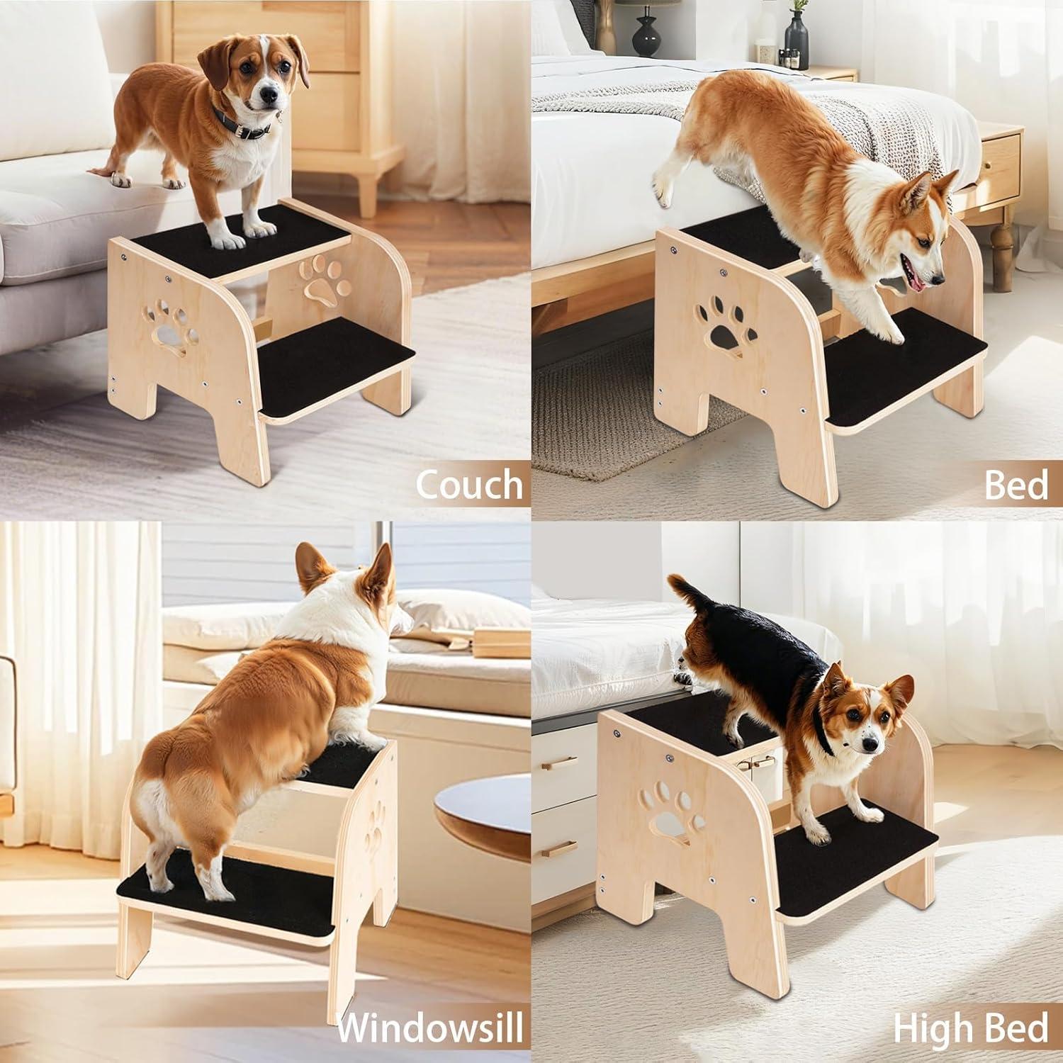 Escalera para Mascotas CozyLazy CL1938 de 2 Pasos - Madera