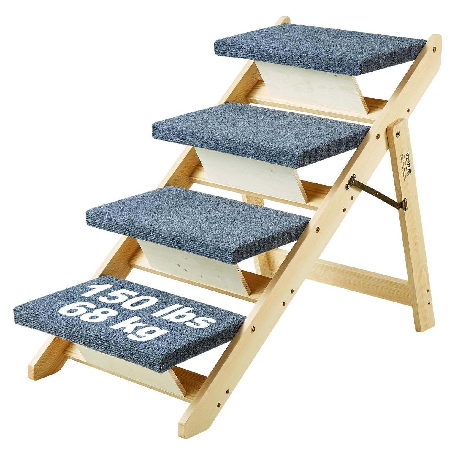Escalera Plegable para Mascotas VEVOR 4 Pasos hasta 68 kg