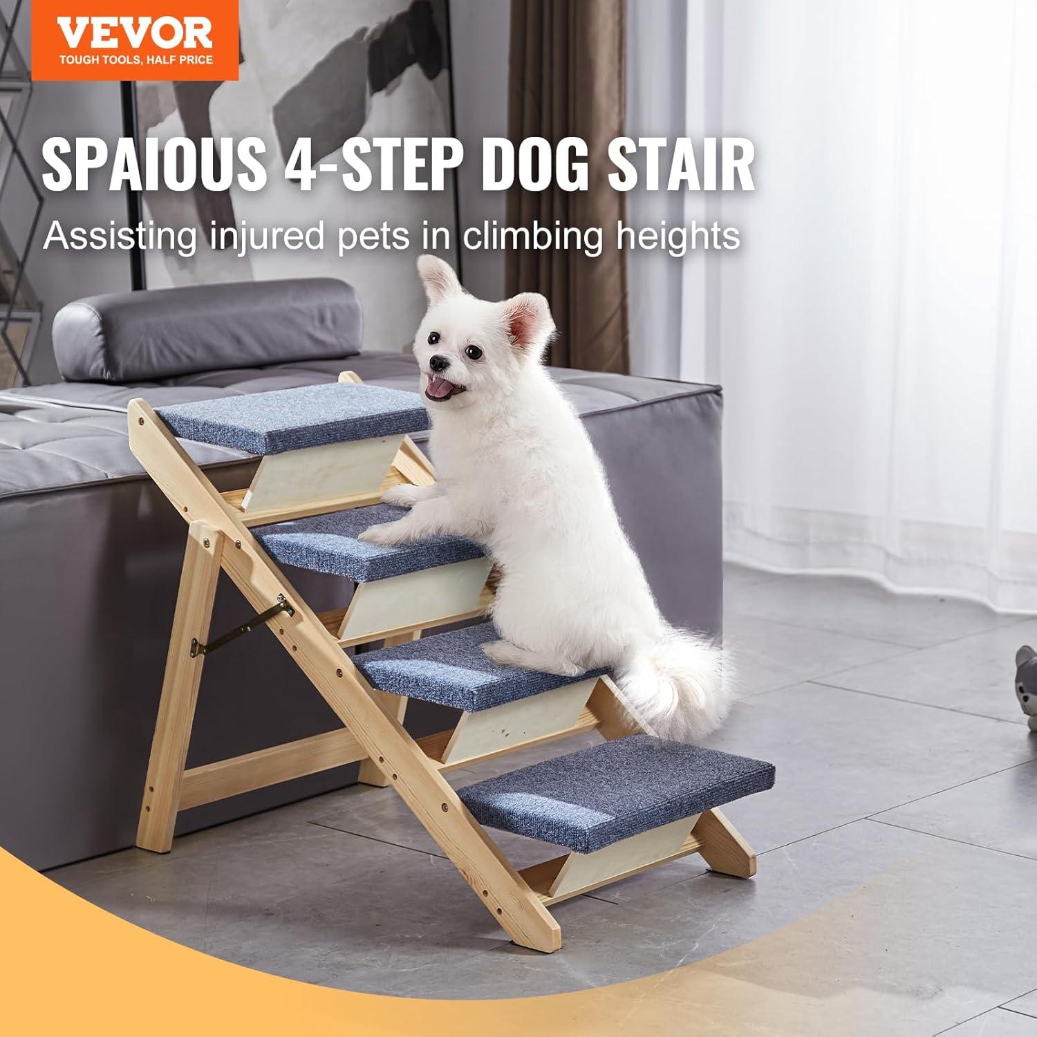 Escalera Plegable para Mascotas VEVOR 4 Pasos hasta 68 kg