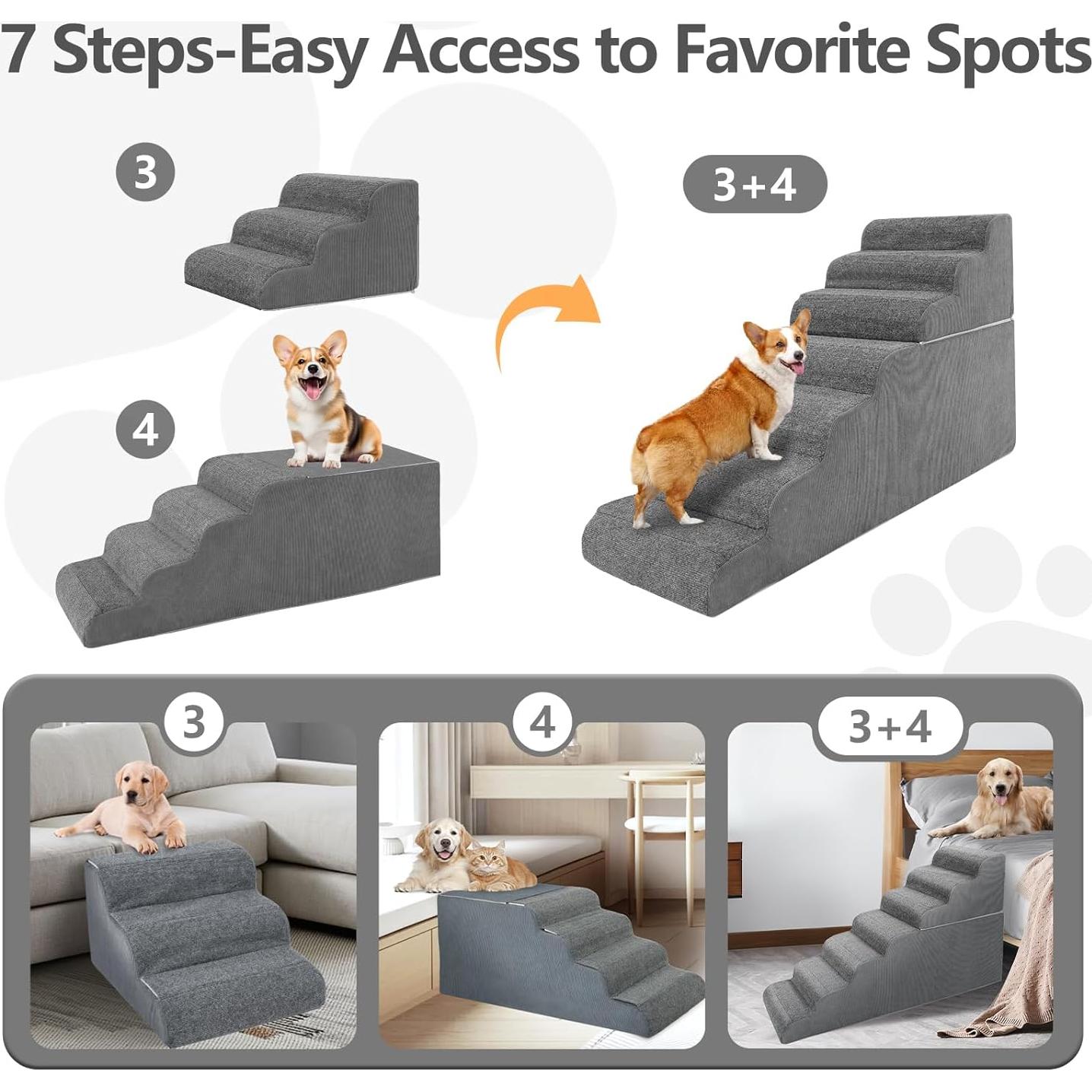 Escalones para Perros ABORON 76 cm Altura Ajustable Antideslizante