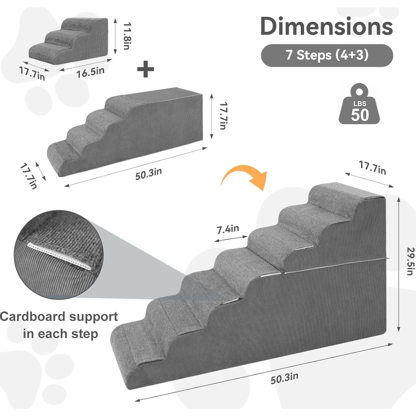 Escalones para Perros ABORON 76 cm Altura Ajustable Antideslizante