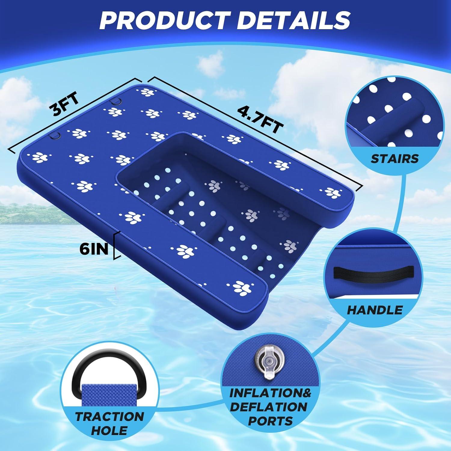 Rampa Flotante Inflable para Perros NGNFZQ 1.43m Antideslizante