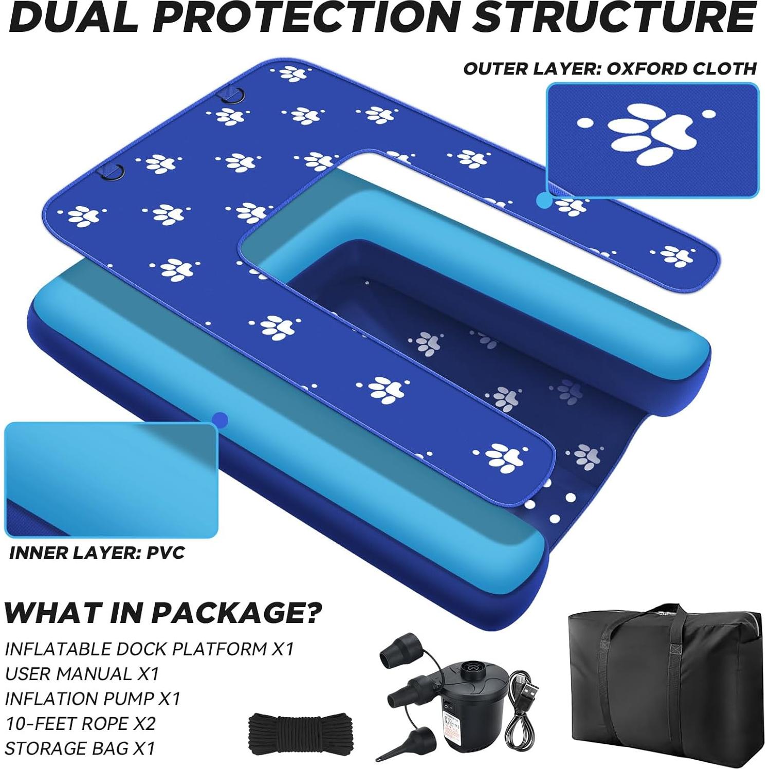 Rampa Flotante Inflable para Perros NGNFZQ 1.43m Antideslizante