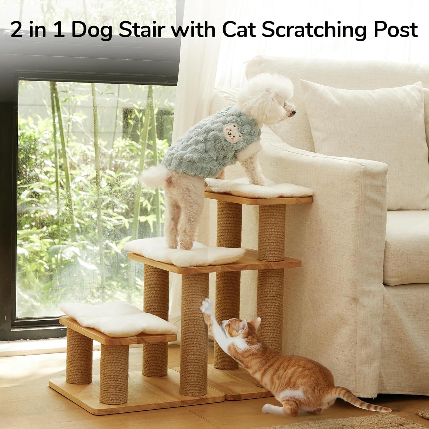 Escalera para Mascotas FUKUMARU de Madera 55 cm - Soporta 90 kg