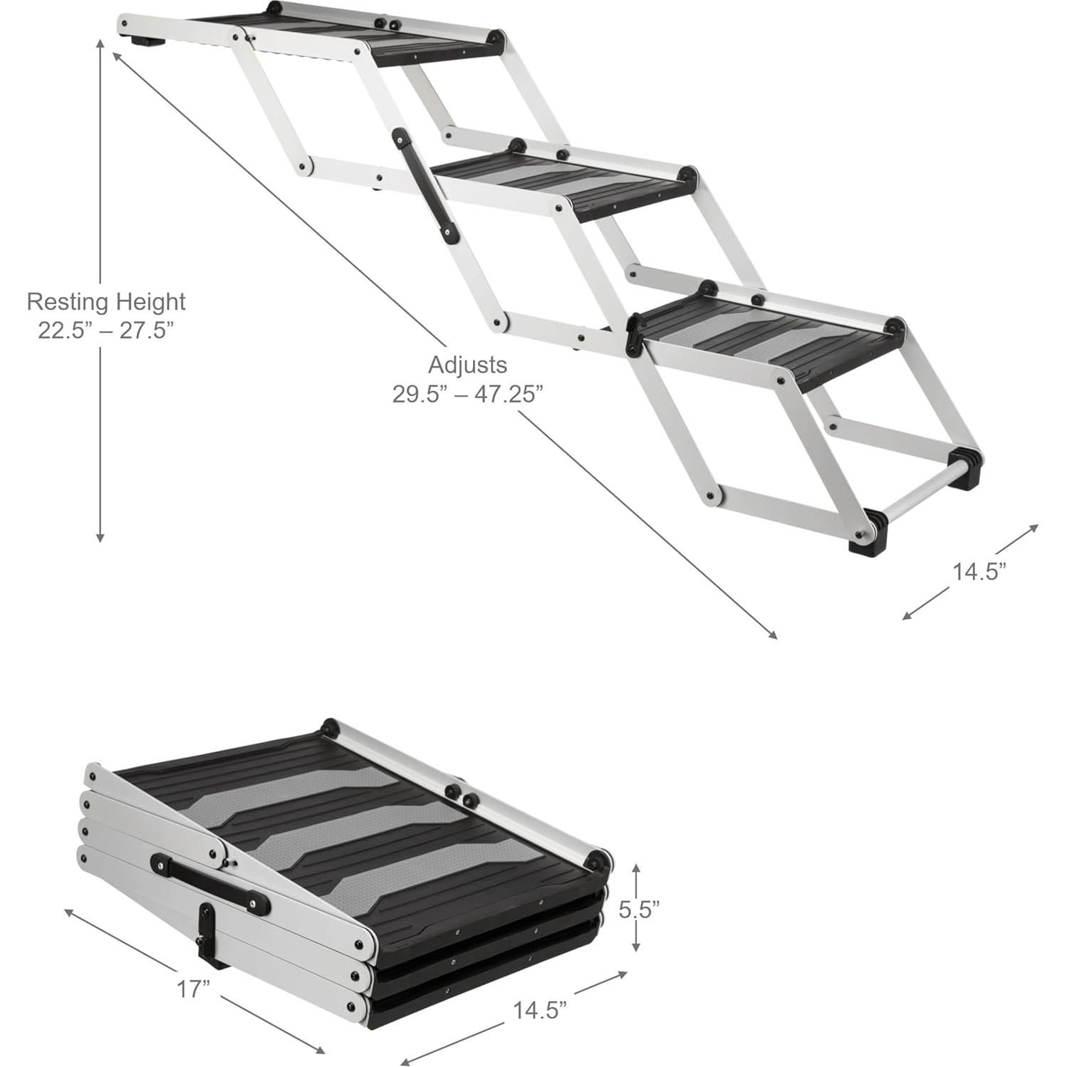 Escalones Plegables TRIXIE para Perros hasta 75 kg Ajustables 49.5-69.5 cm