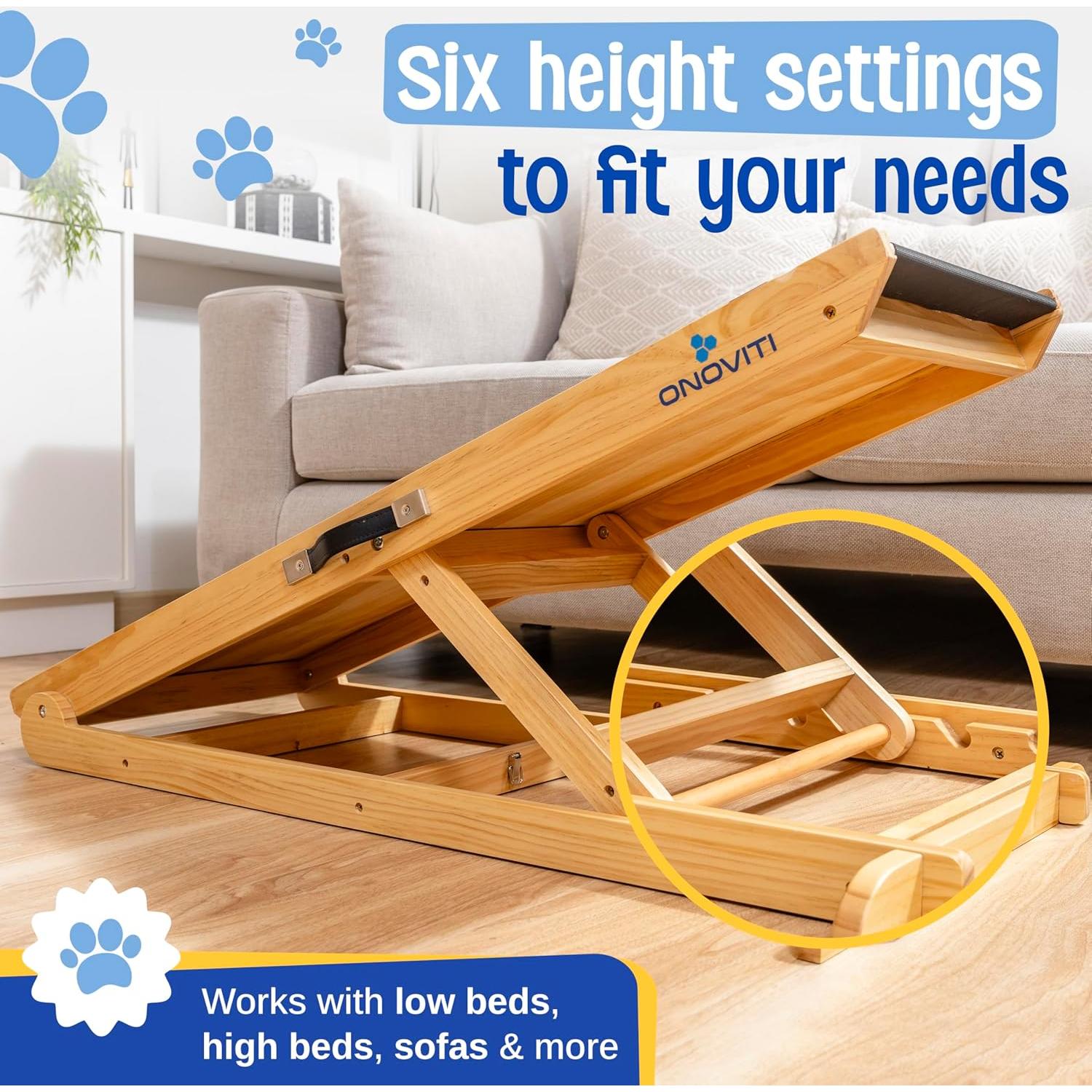 Rampa Ajustable para Perros ONOVITI - 6 Alturas 14" a 24"