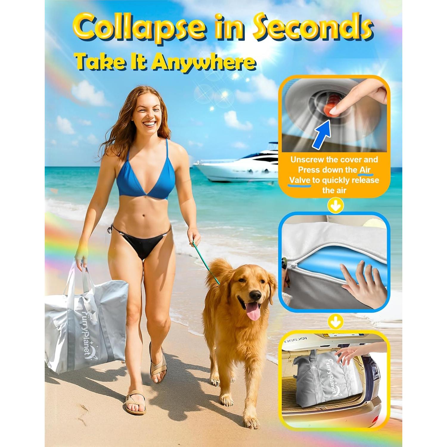 Rampa Inflable para Perros FurryPlanet XXL 108.86 kg Antideslizante