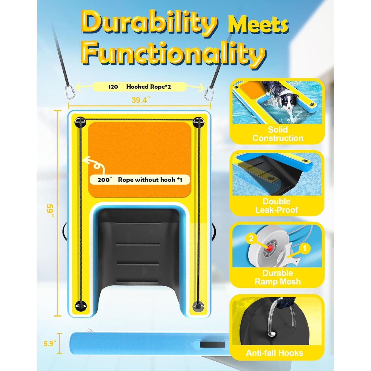 Rampa Inflable para Perros FurryPlanet XXL 108.86 kg Antideslizante