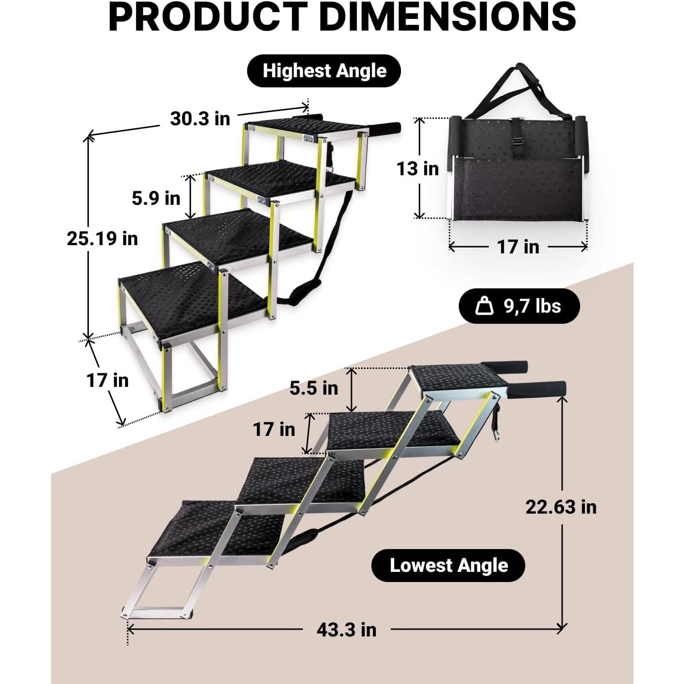 Rampa Plegable para Perros Owleys - Antideslizante - 81.65 kg