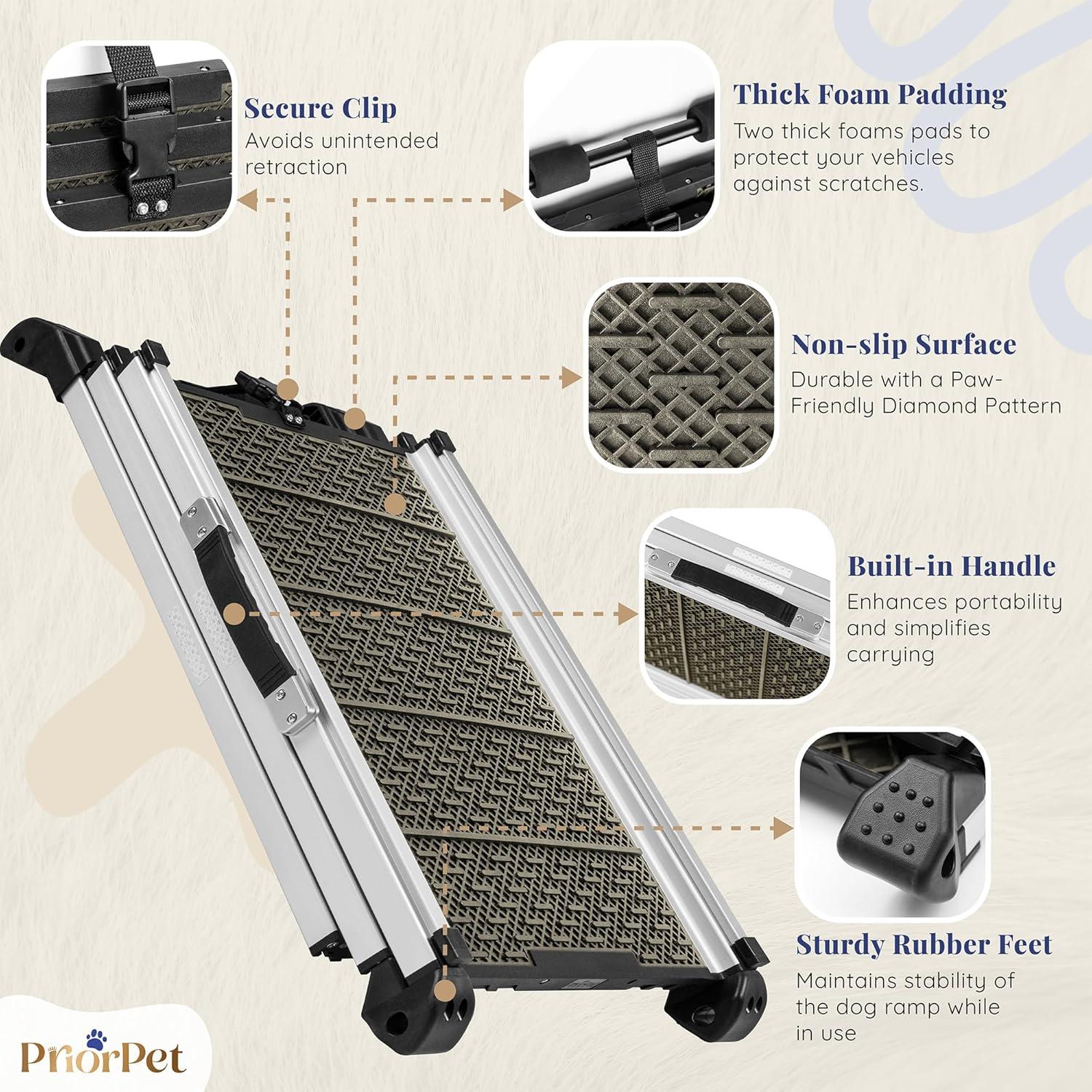 Rampa Telescópica para Perros PRIORPET 160 cm Antideslizante