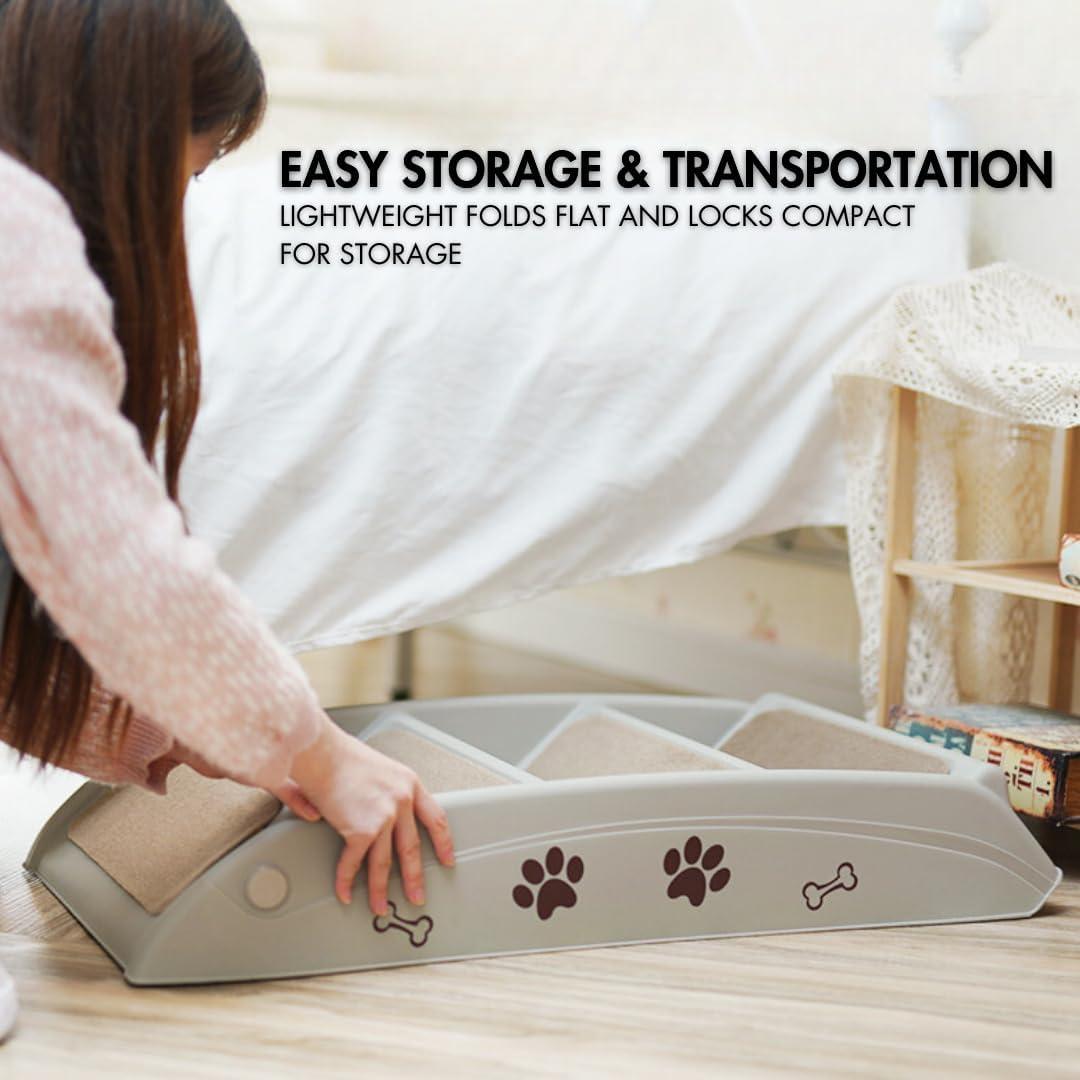 Escalera Plegable para Mascotas PET GALAXY 4 Pasos Antideslizante
