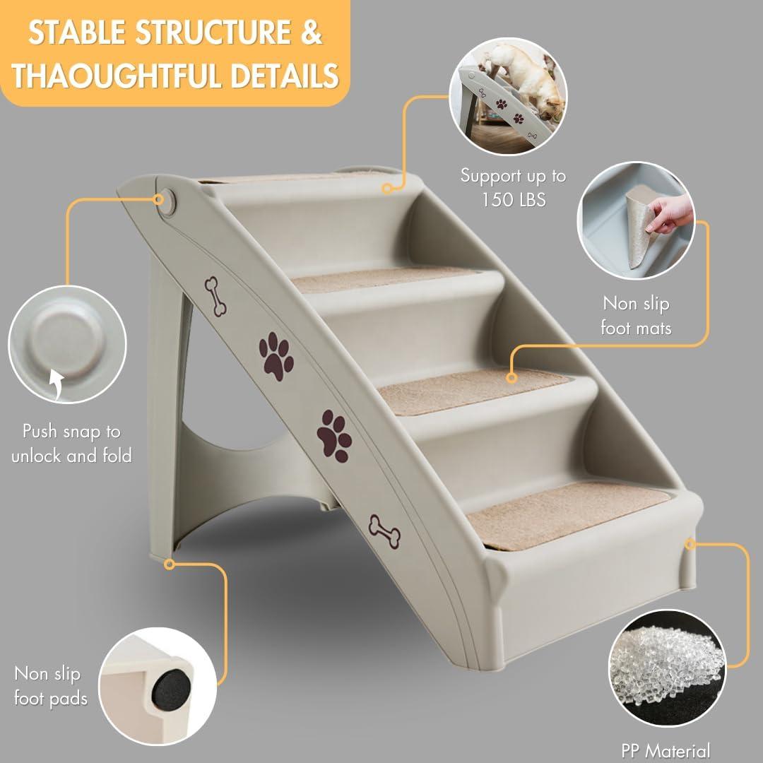 Escalera Plegable para Mascotas PET GALAXY 4 Pasos Antideslizante