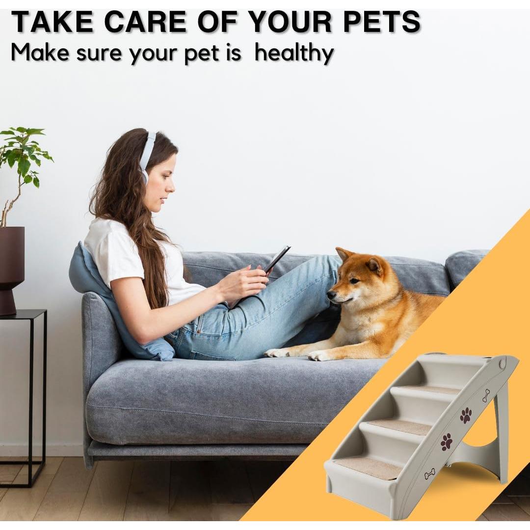 Escalera Plegable para Mascotas PET GALAXY 4 Pasos Antideslizante