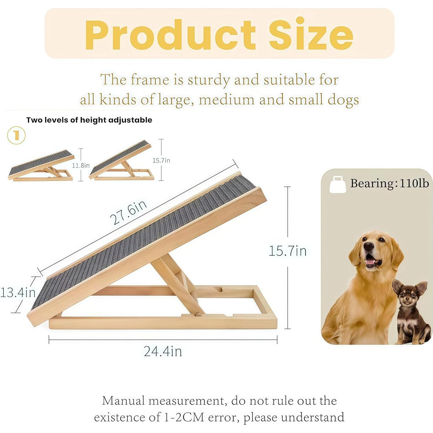 Rampa Plegable para Mascotas Genérico Madera Ajustable 40/28 cm