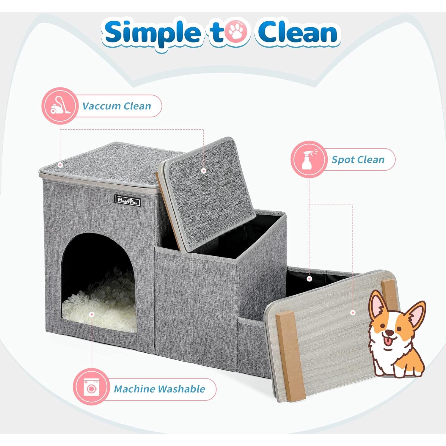 Escalera para Mascotas Made4Pets 3 Pasos Gris con Almacenamiento