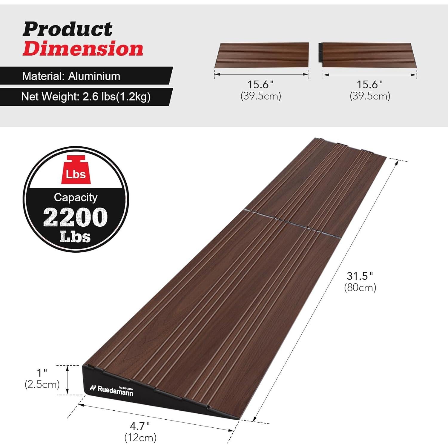 Rampa de Umbral Ruedamann 2.54 cm Antideslizante Aluminio