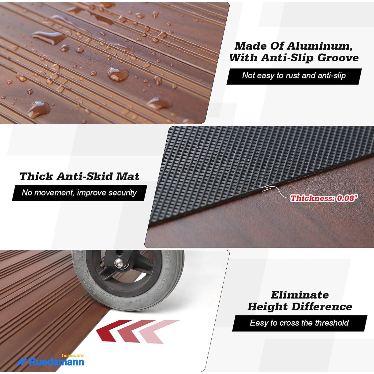 Rampa de Umbral Ruedamann 2.54 cm Antideslizante Aluminio