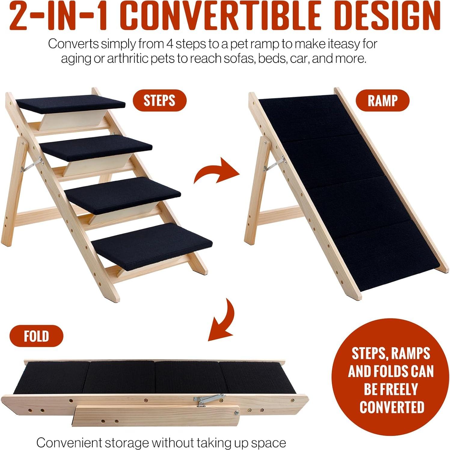 Escaleras para Perros LWTURLOV 2-en-1 Plegables Antideslizantes