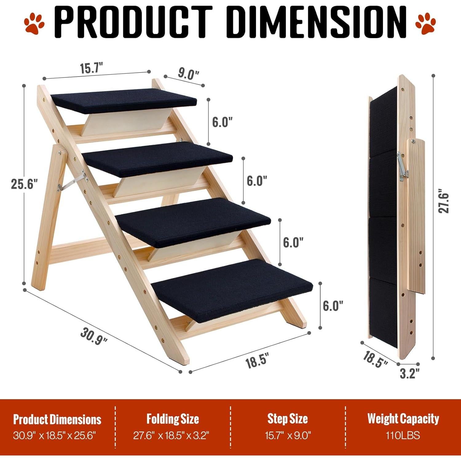 Escaleras para Perros LWTURLOV 2-en-1 Plegables Antideslizantes