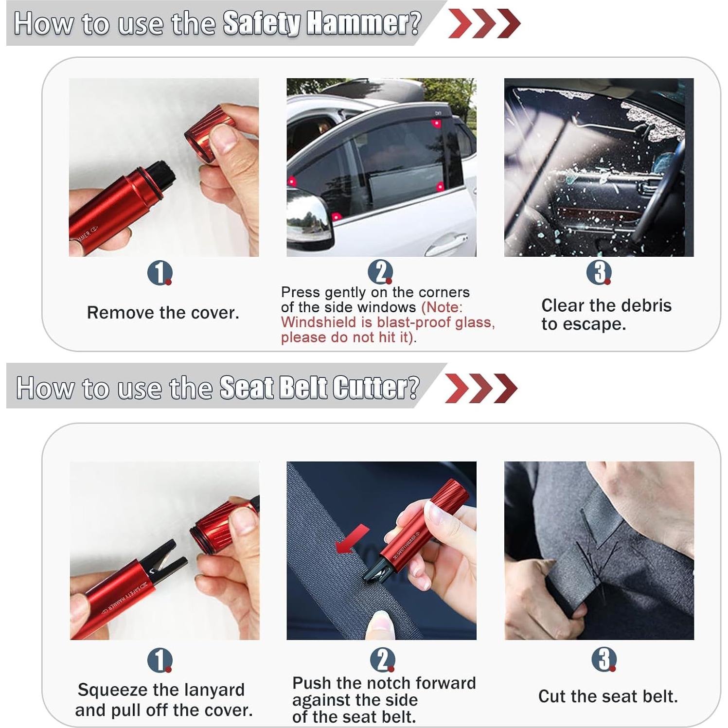 Kit de Emergencia 4 Rompeventanas y Cortador PILISPARK Rojo