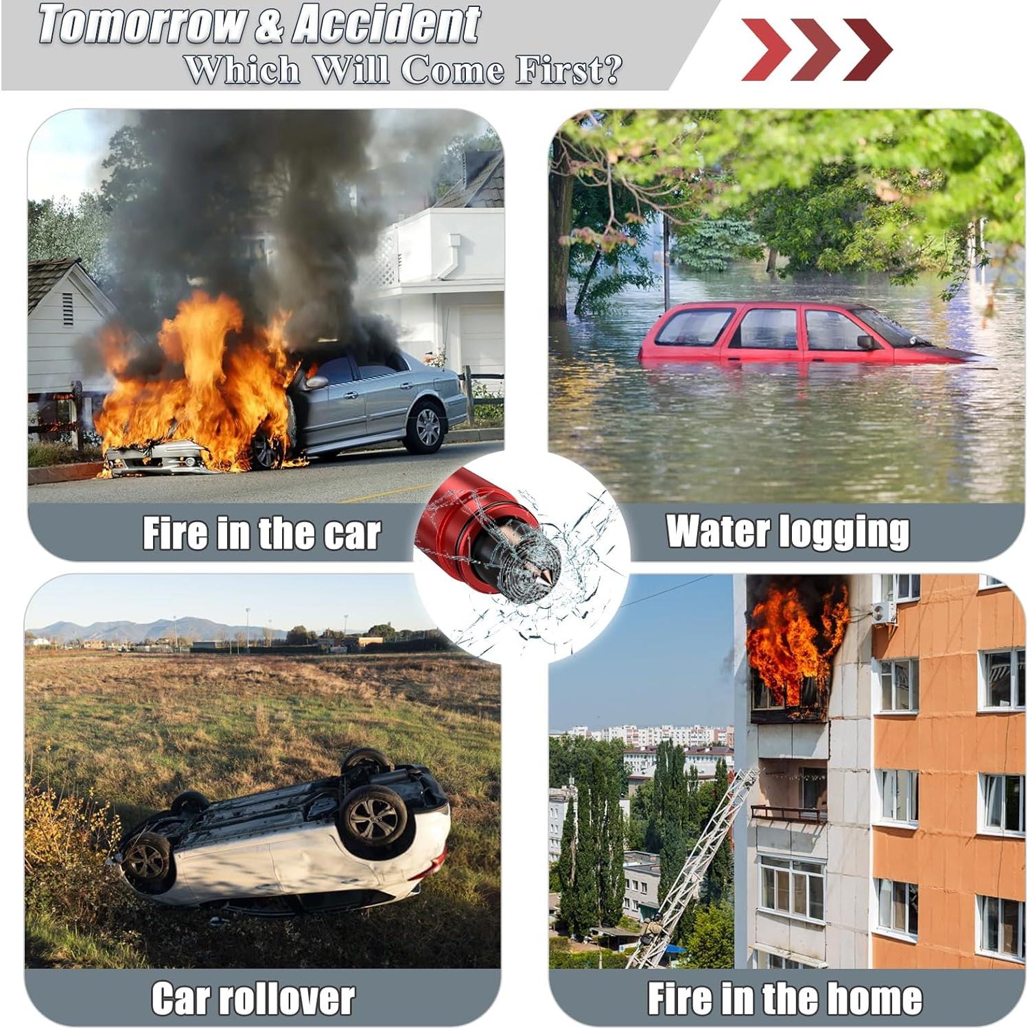 Kit de Emergencia 4 Rompeventanas y Cortador PILISPARK Rojo