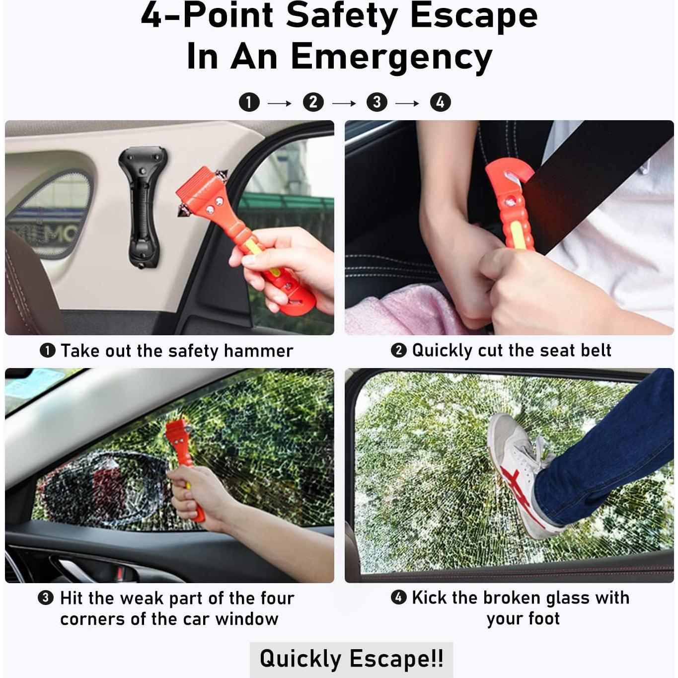 Martillo de Seguridad para Automóvil KLSKKJ 4 Pack - Escape Emergencia