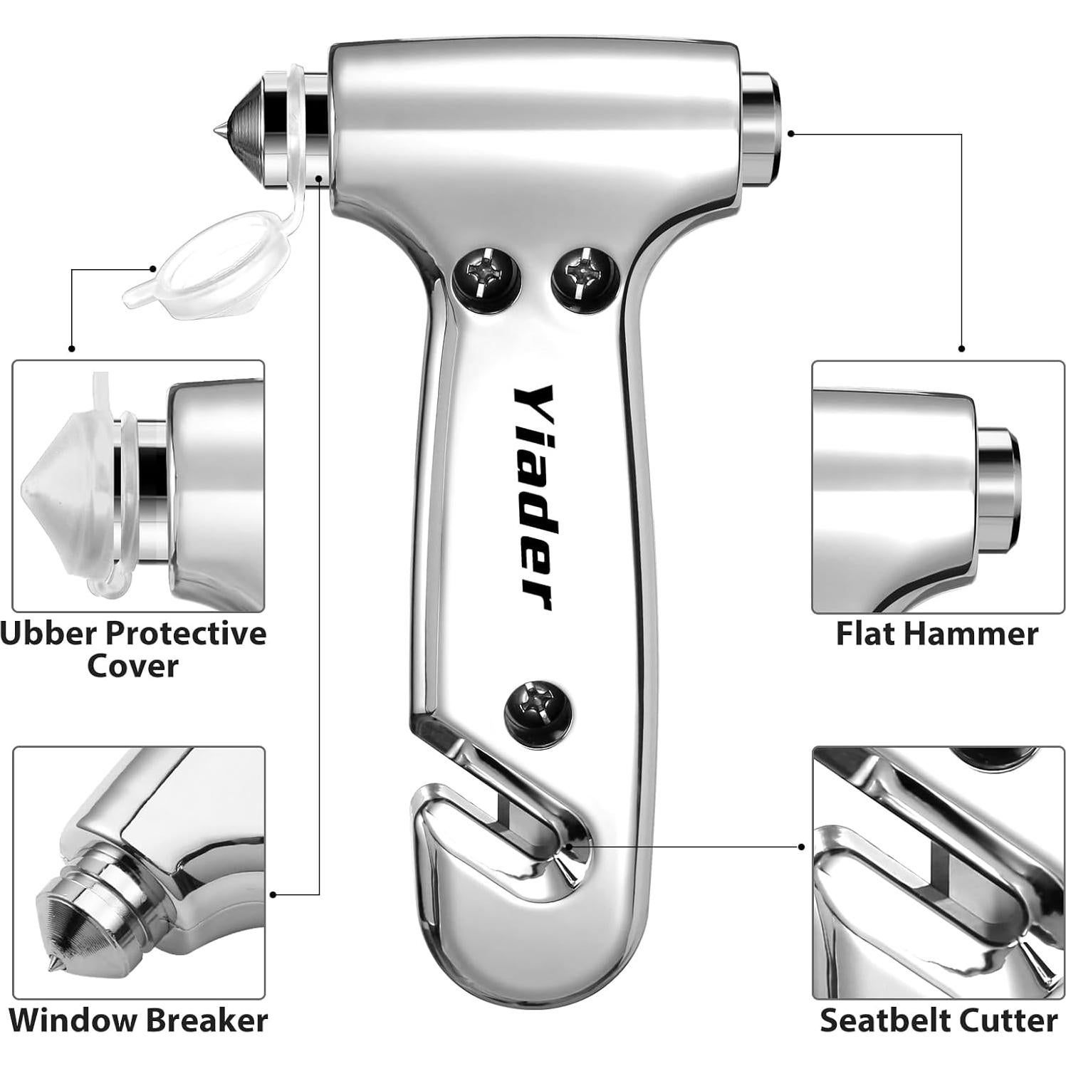 Rompevidrios de Emergencia Yiader AQCDsilver con Cortador