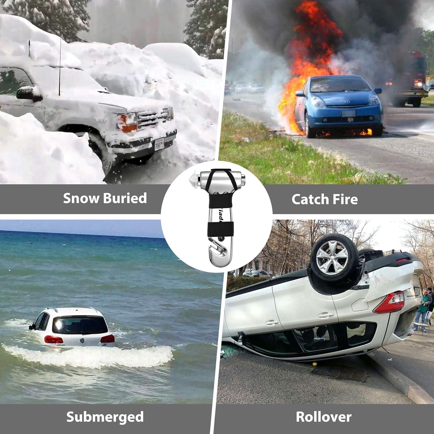 Rompevidrios de Emergencia Yiader AQCDsilver con Cortador