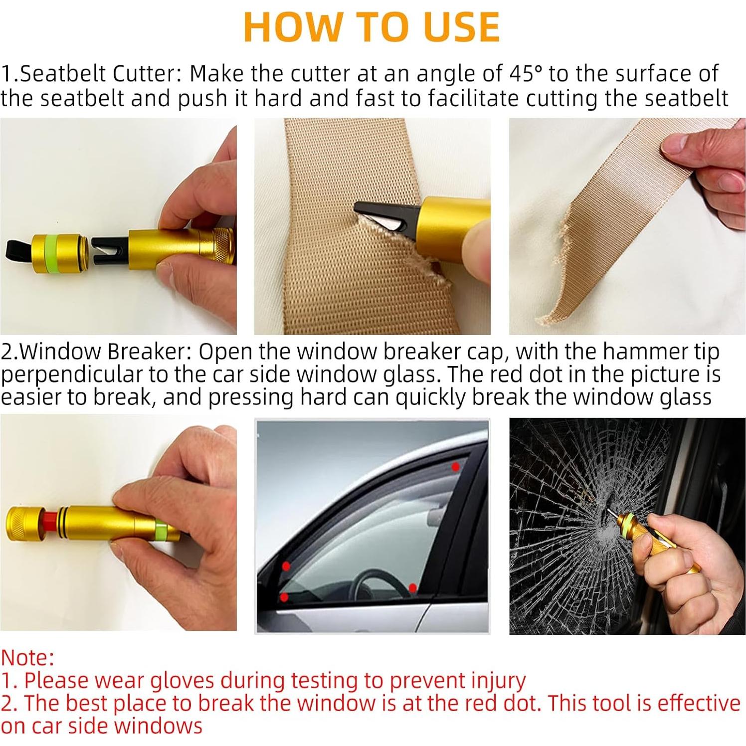 Cortador de Cinturón y Rompeventanas Allelic YG-G02 - 2 PCS Oro