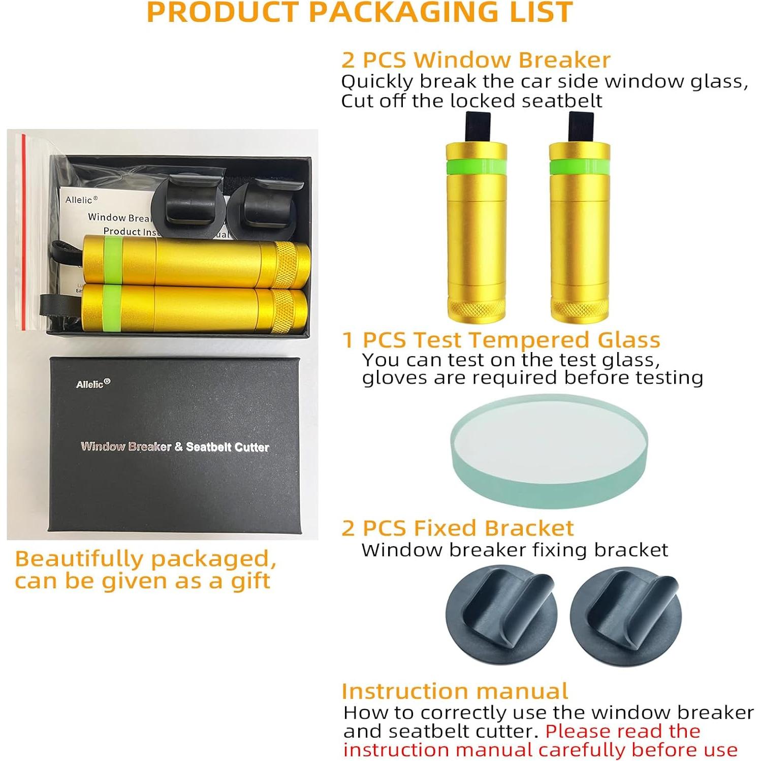 Cortador de Cinturón y Rompeventanas Allelic YG-G02 - 2 PCS Oro