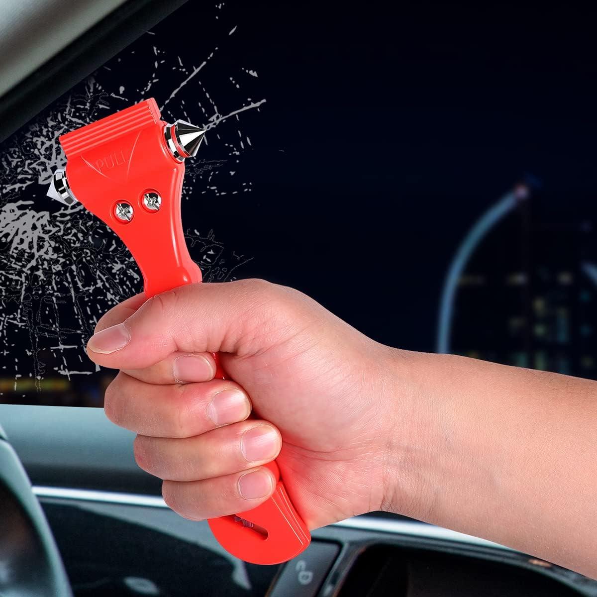 4 Martillos de Seguridad LETREEN 2 en 1 para Coche - Rompedor de Ventanas y Cortador de Cinturón