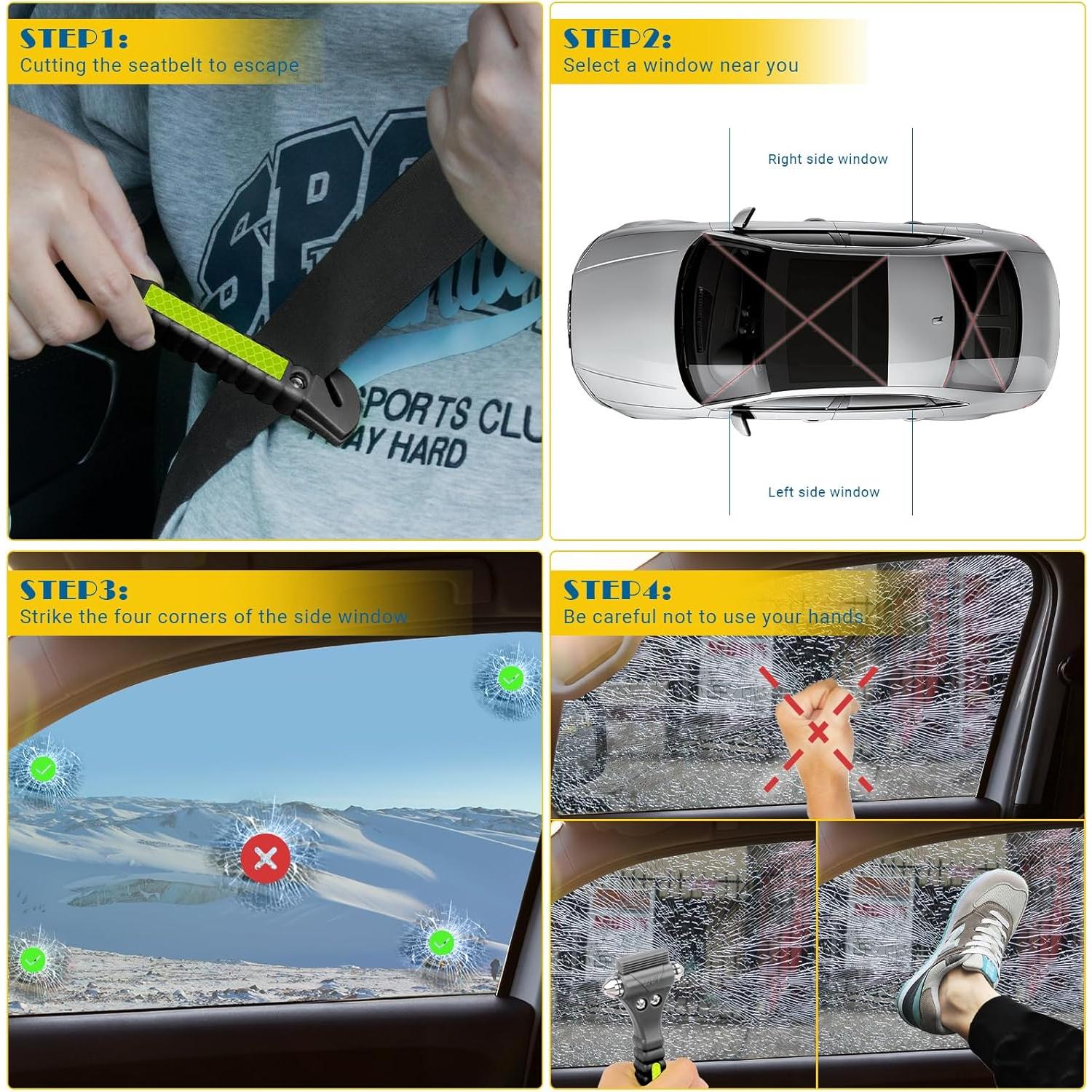 Martillo de Seguridad Cleverool 2 en 1 para Automóvil - Escape Emergencia