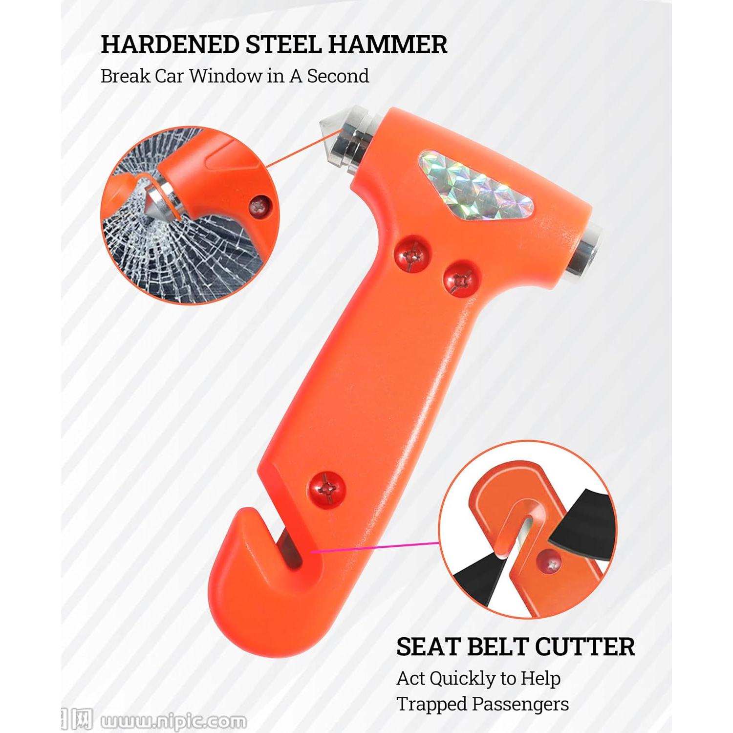 Martillo de Seguridad Zlirfy 3 en 1 para Automóvil Naranja