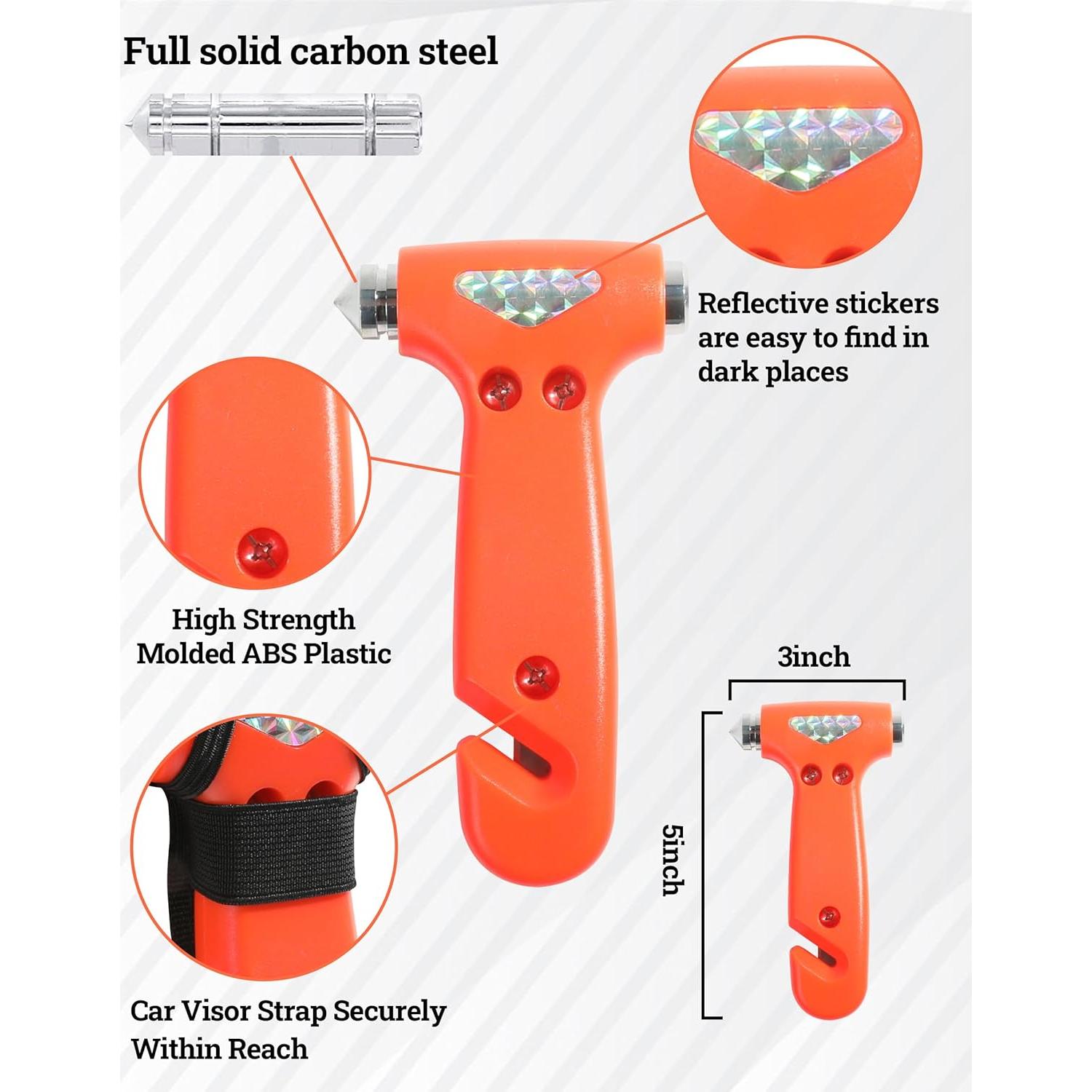 Martillo de Seguridad Zlirfy 3 en 1 para Automóvil Naranja