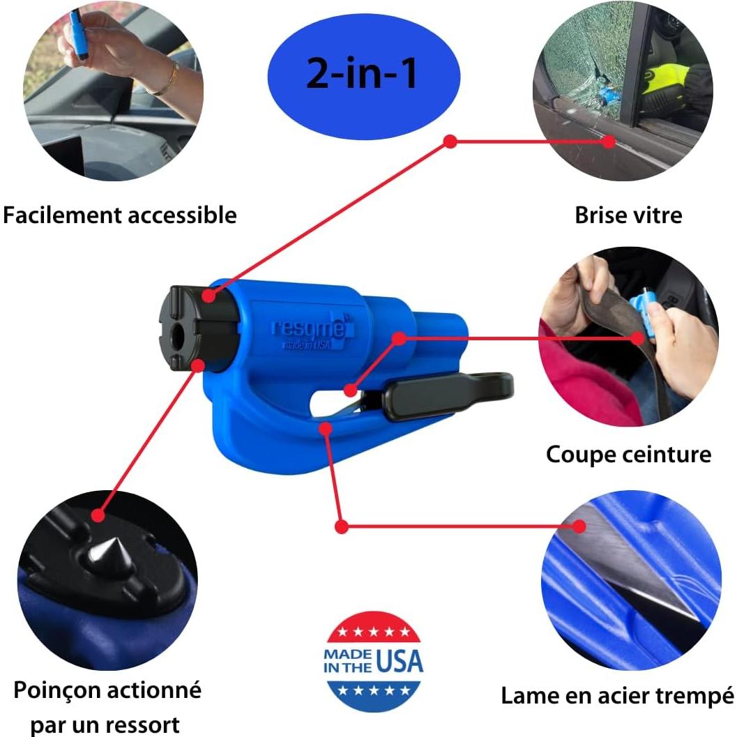 Herramienta de Escape Resqme 2-en-1 para Coche - Cortador y Rompedor