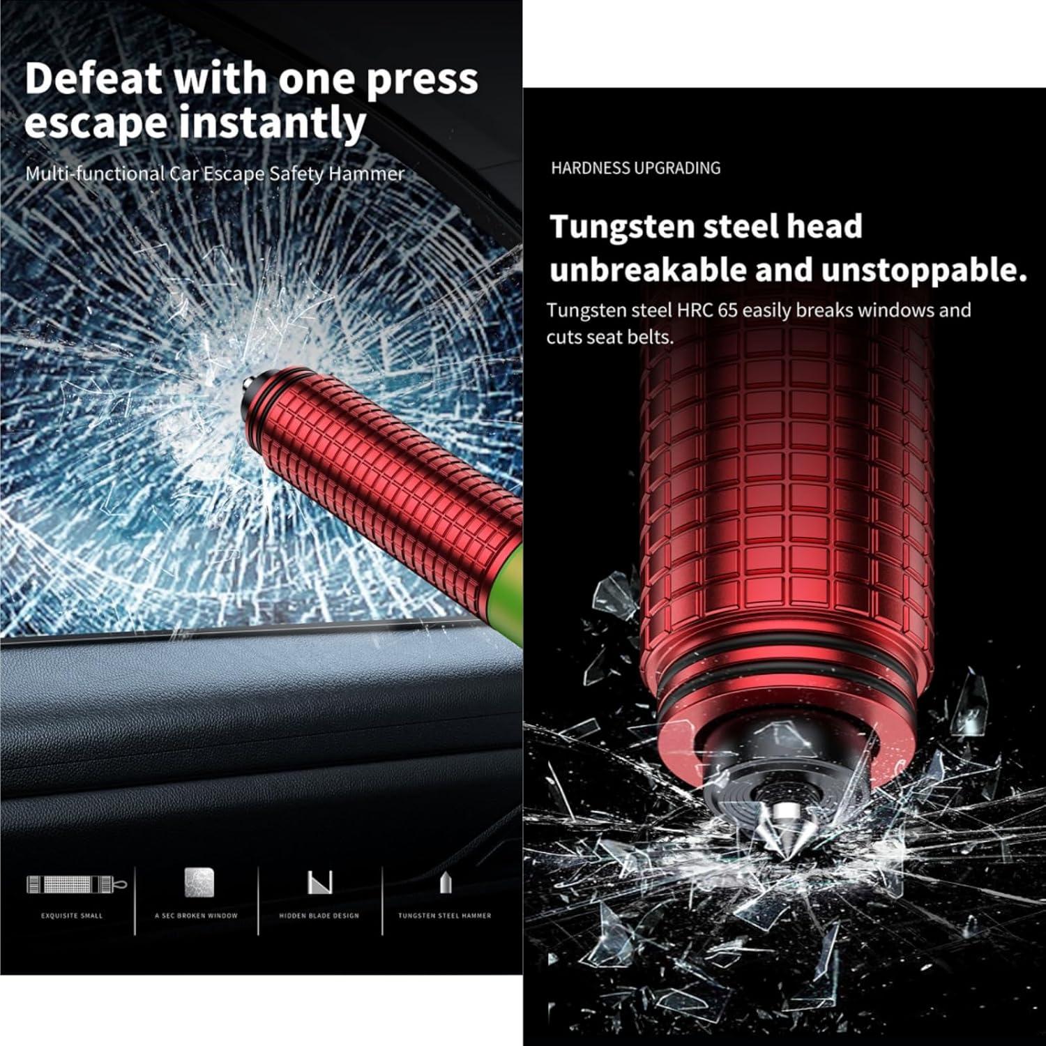 Martillo de Seguridad para Coche LANBOUY 2 Pack - Rompedor de Ventanas y Cortador de Cinturón