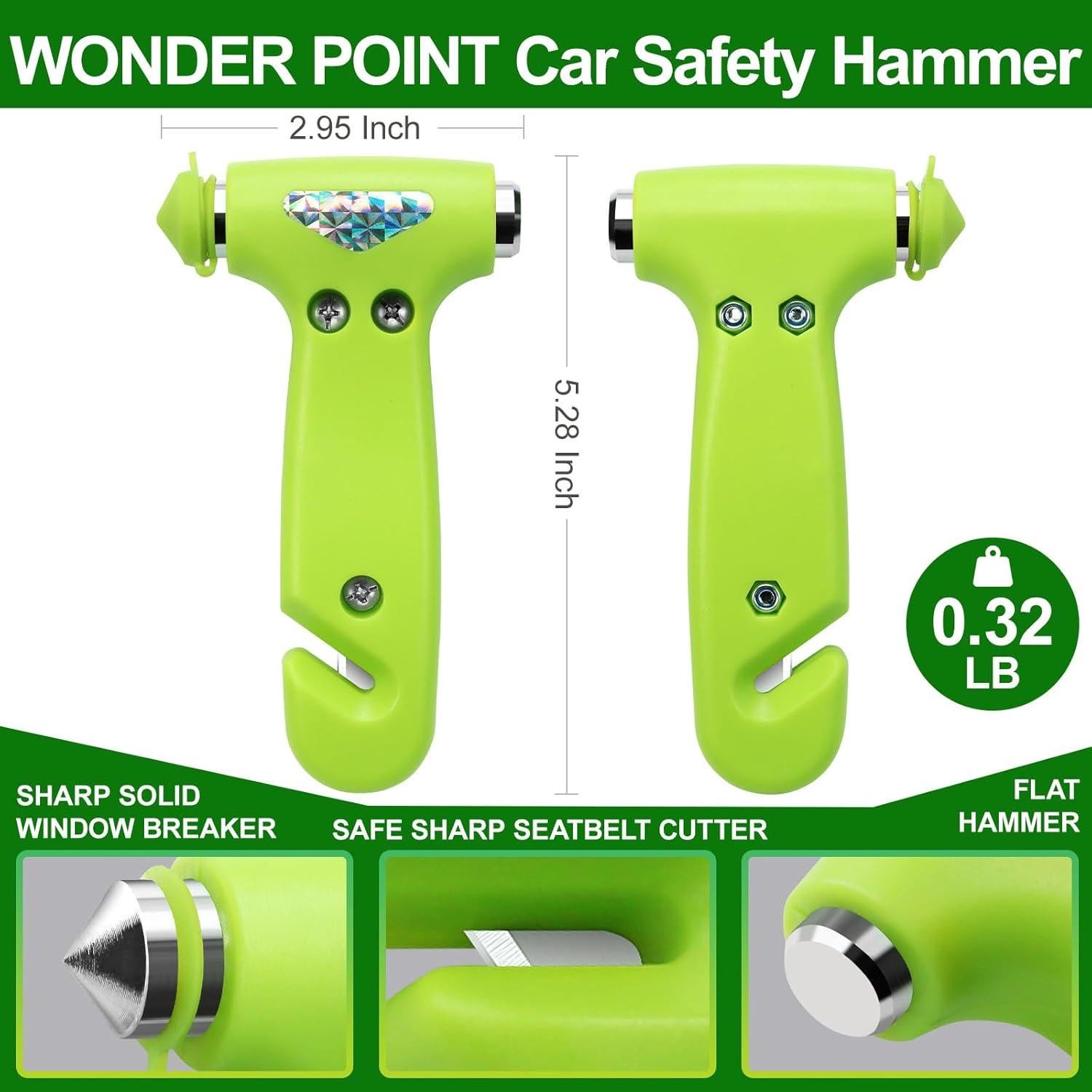 Rompeventanas de coche WONDER POINT - Kit de emergencia 2 paquetes