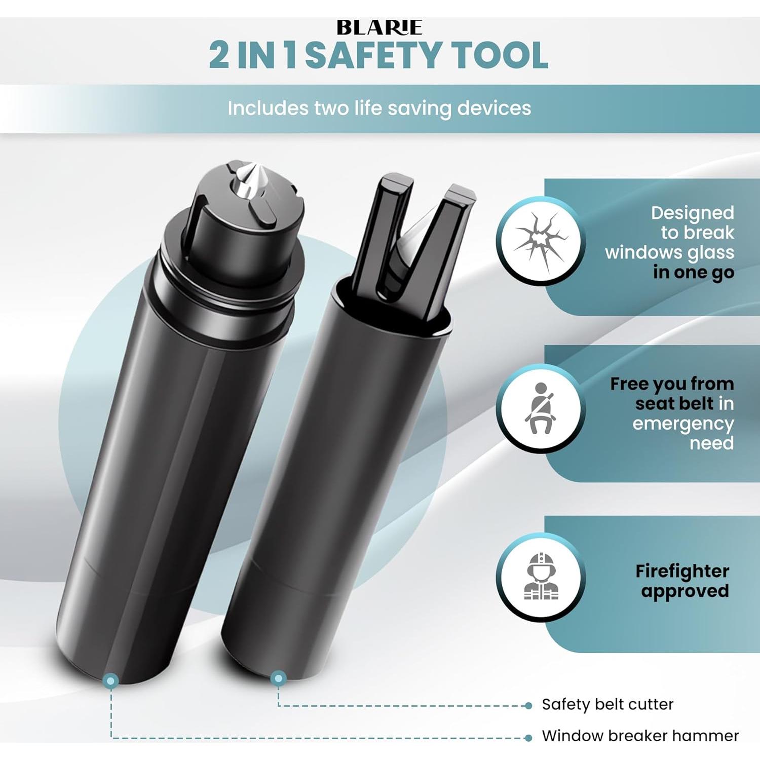 Martillo de Seguridad 2 en 1 Blarie - Rompedor de Ventanas y Cortador de Cinturón