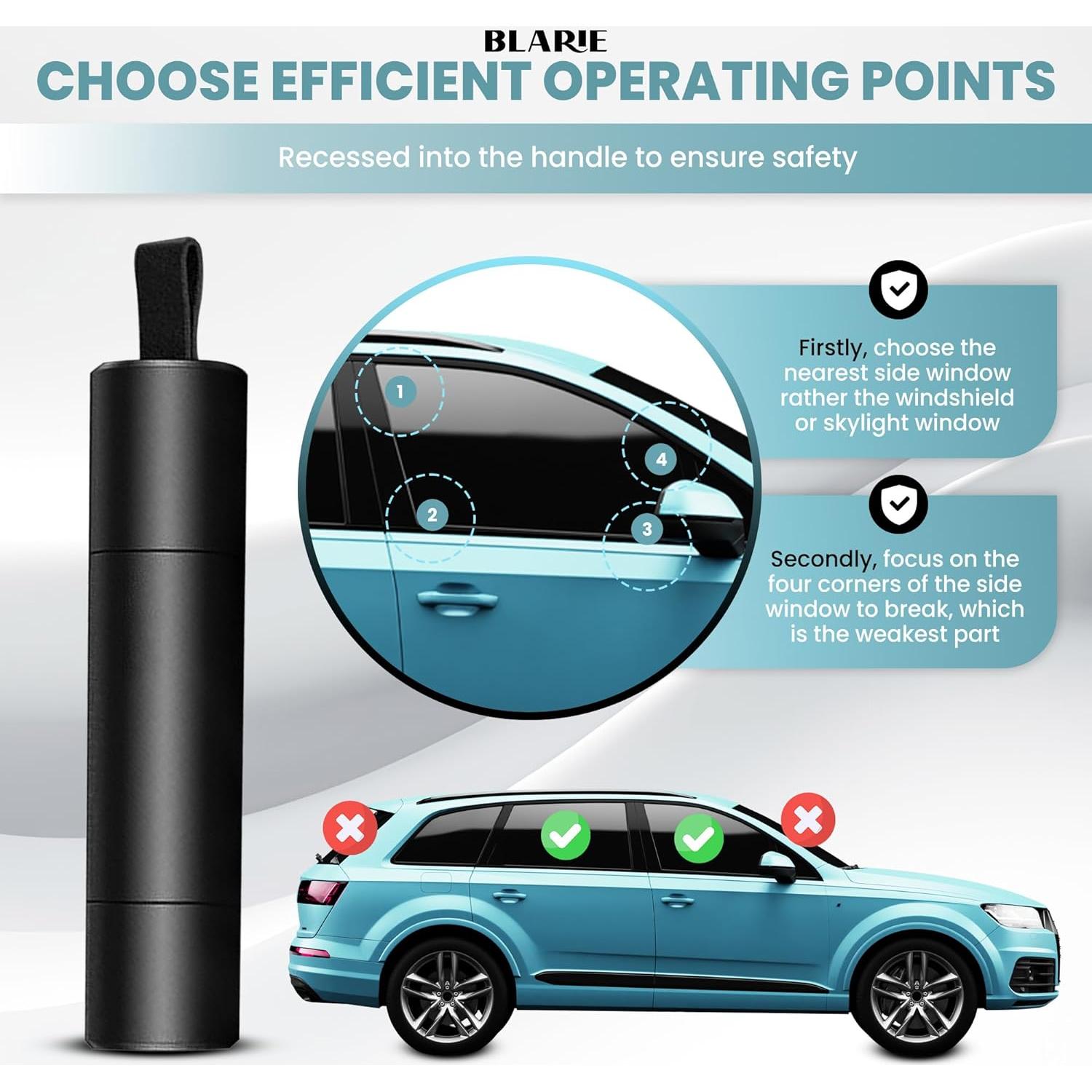 Martillo de Seguridad 2 en 1 Blarie - Rompedor de Ventanas y Cortador de Cinturón